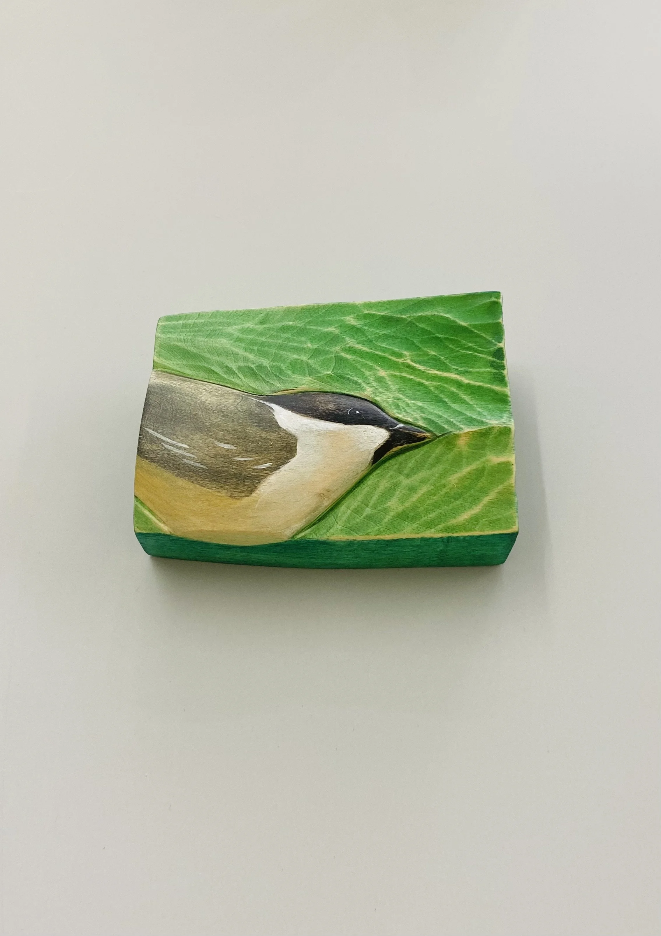 'Marsh Tit' hand carved & painted limewood 8.5cm x 6cm x 3cm available, please enquire