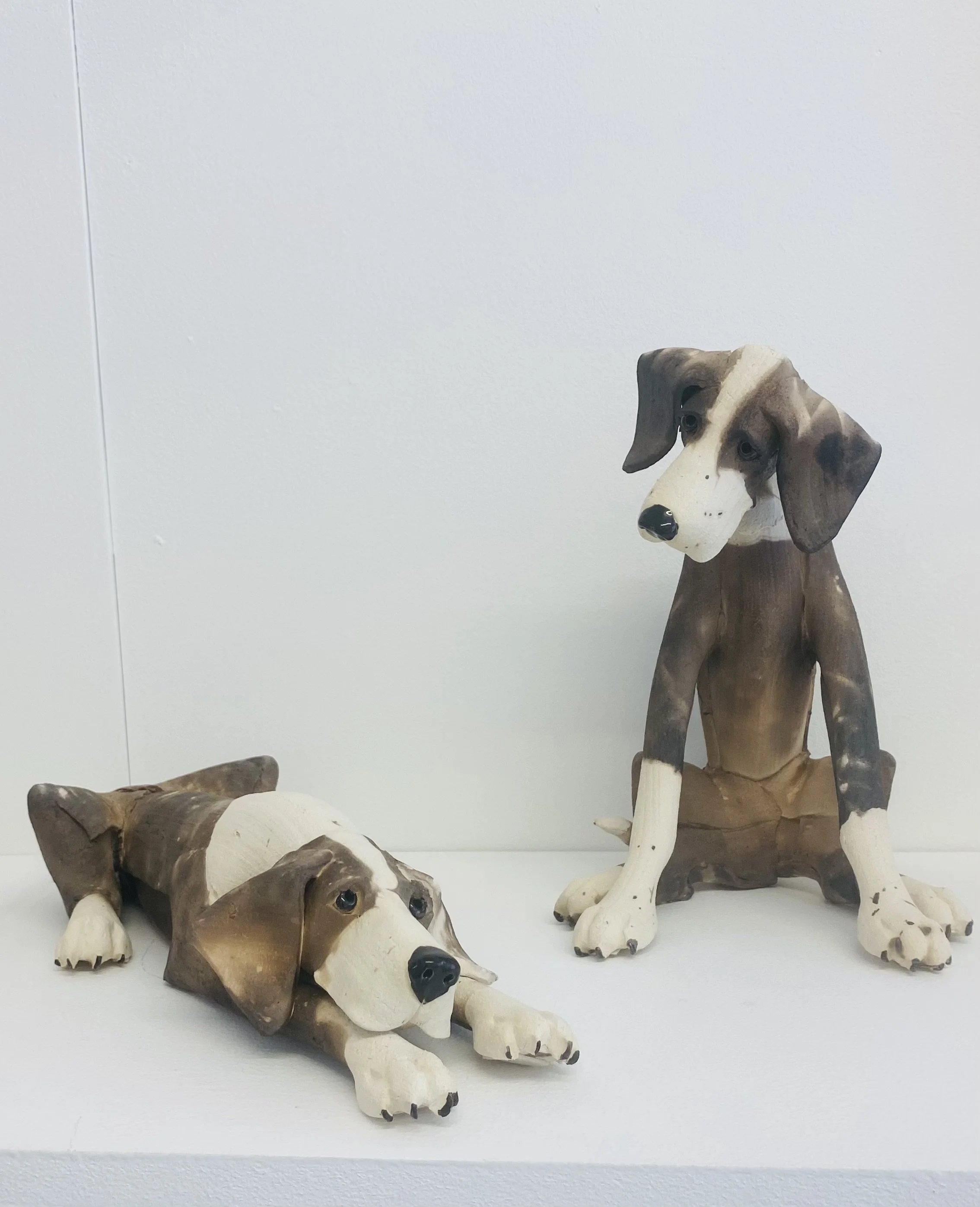New for Summer, smoke-fired ceramic dogs SOLD