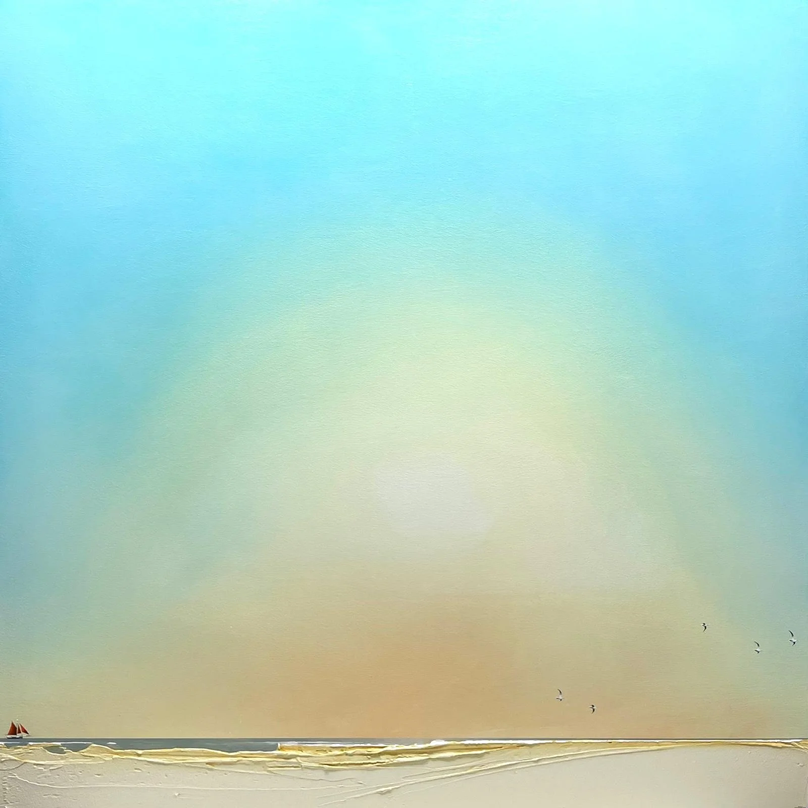'Beam' by Southwold artist Marc Brown. Acrylic on board 80cm x 80cm framed in a white wood tray frame £1,950.00