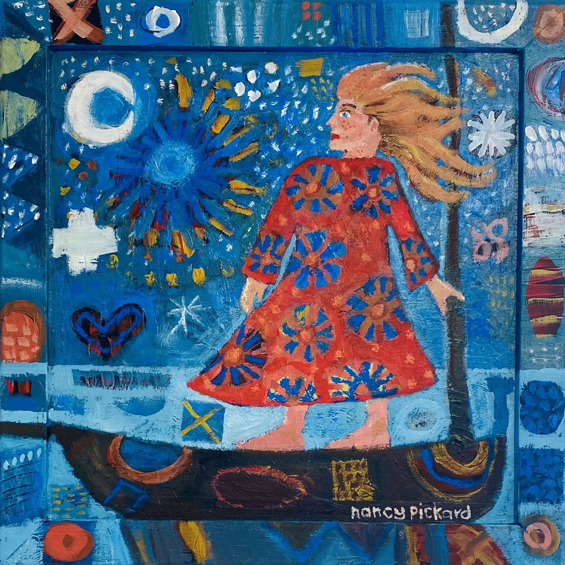 'Night Voyage' Nancy Pickard, acrylic mixed media 29cm x 29cm £295.00