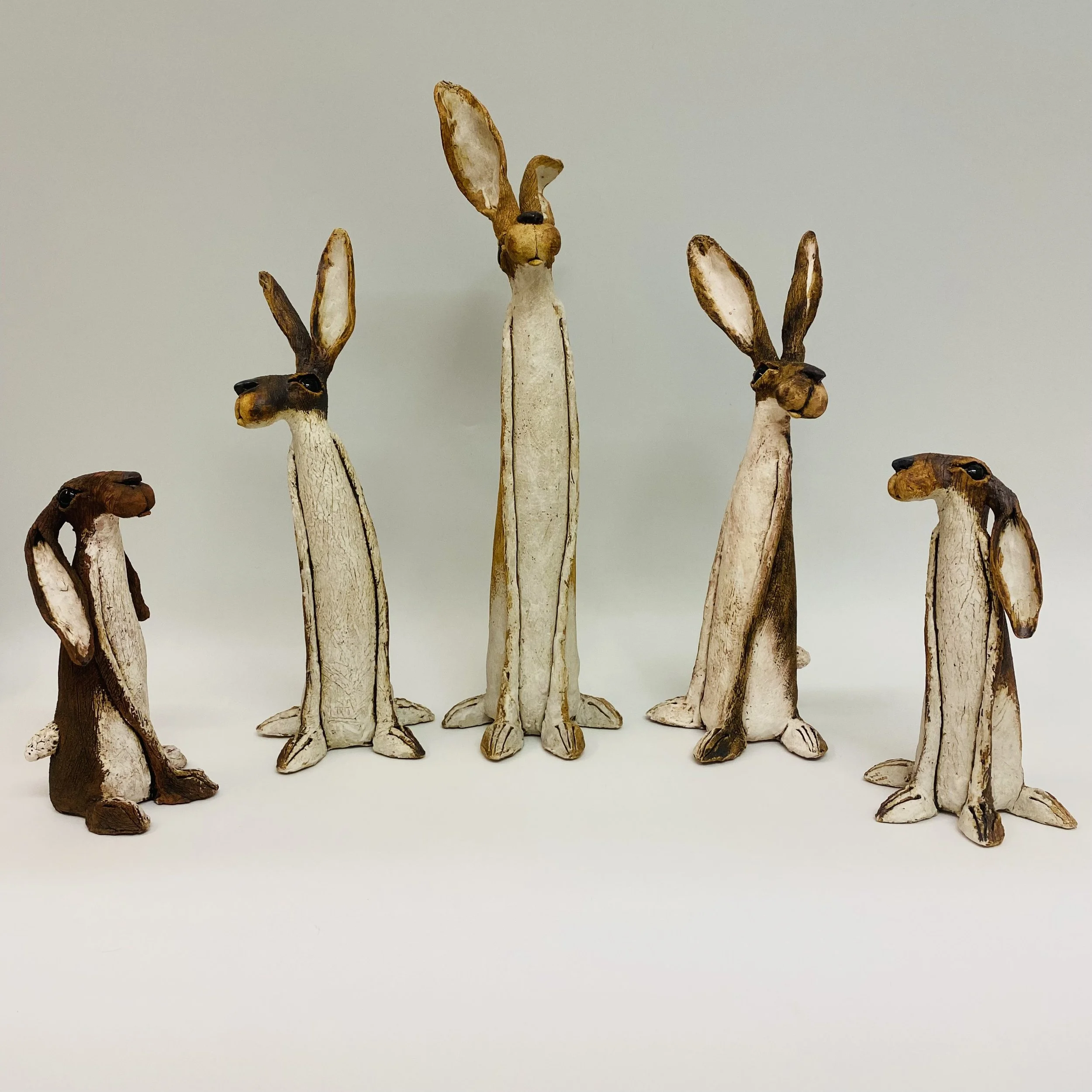 Hand made ceramic hares, Small £120, Medium £170, Large £220