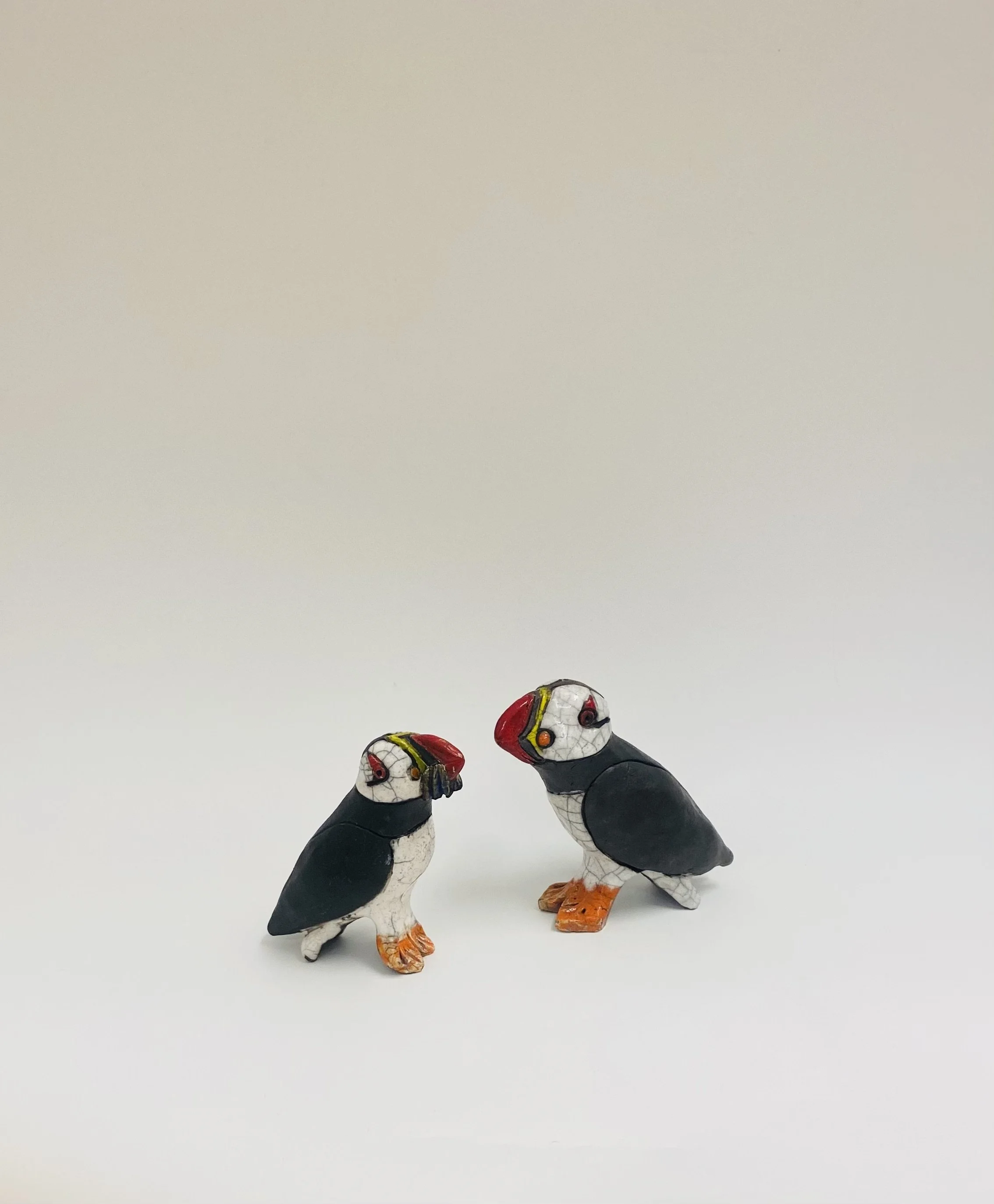 Raku Puffins approx H13cm £50-£60
