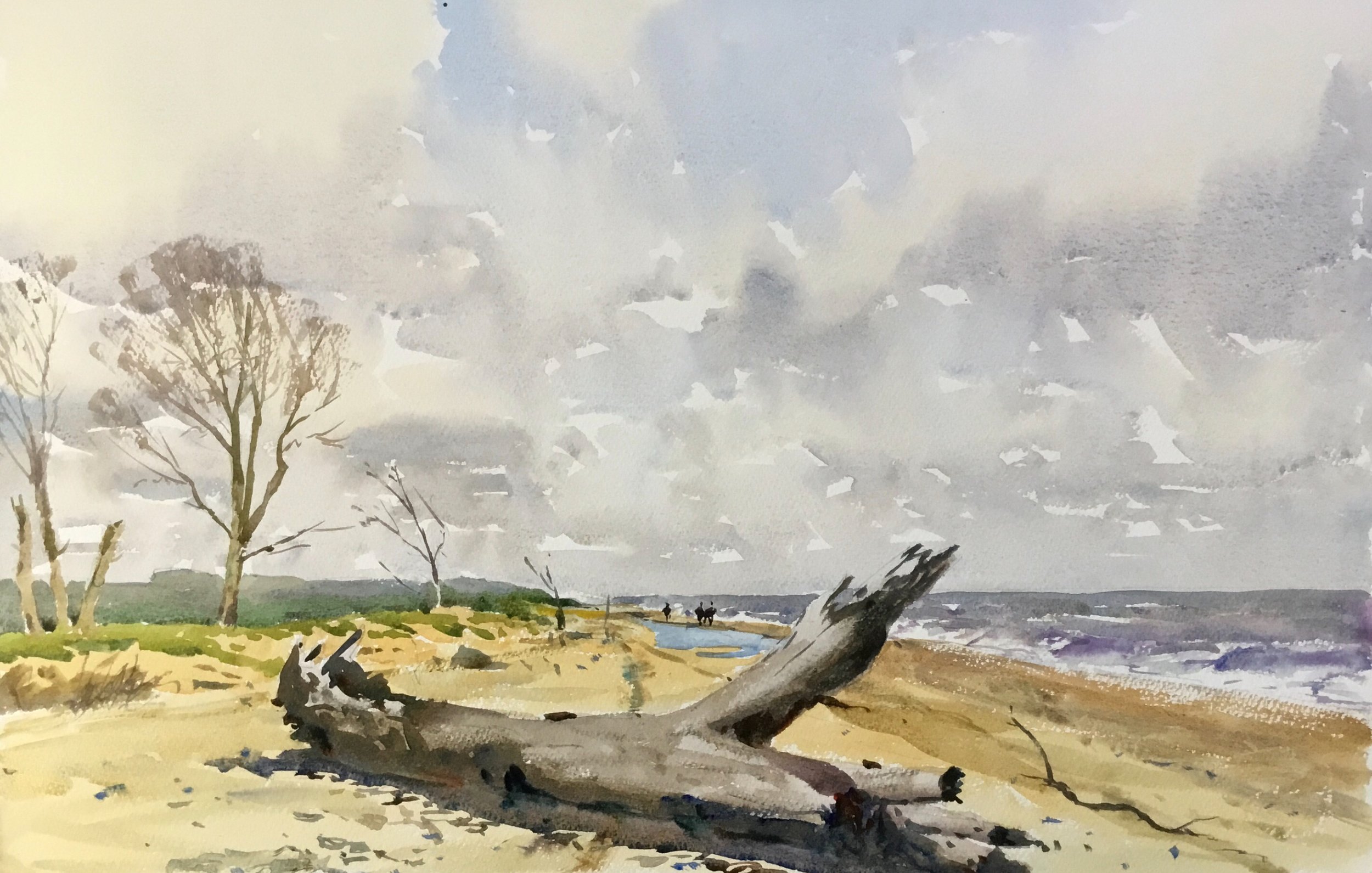 'The Beach at Benacre Broad' watercolour 53cm x 73cm framed £395.00