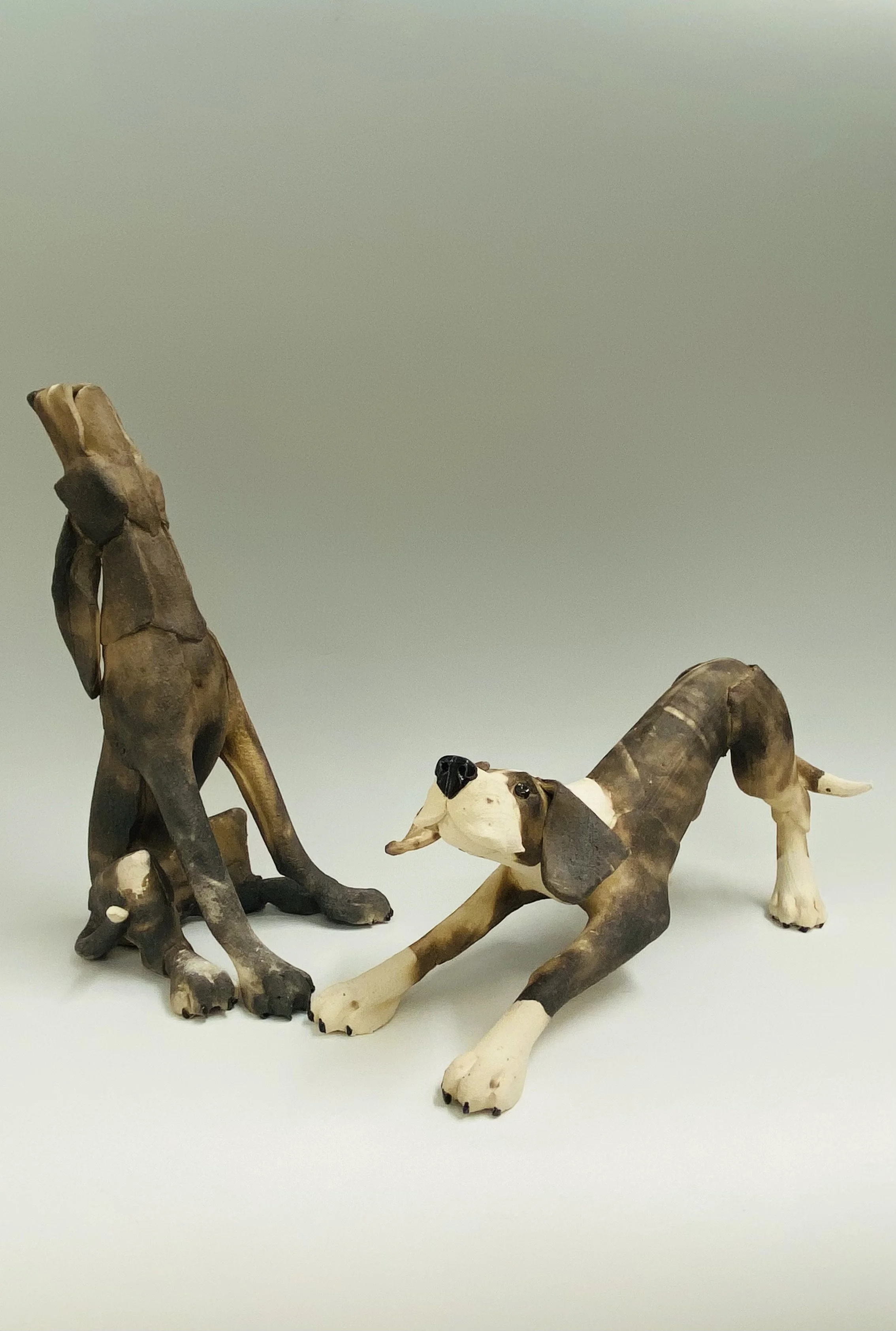 Virginia Dowe Edwards smoke-fired ceramic dogs £265 each