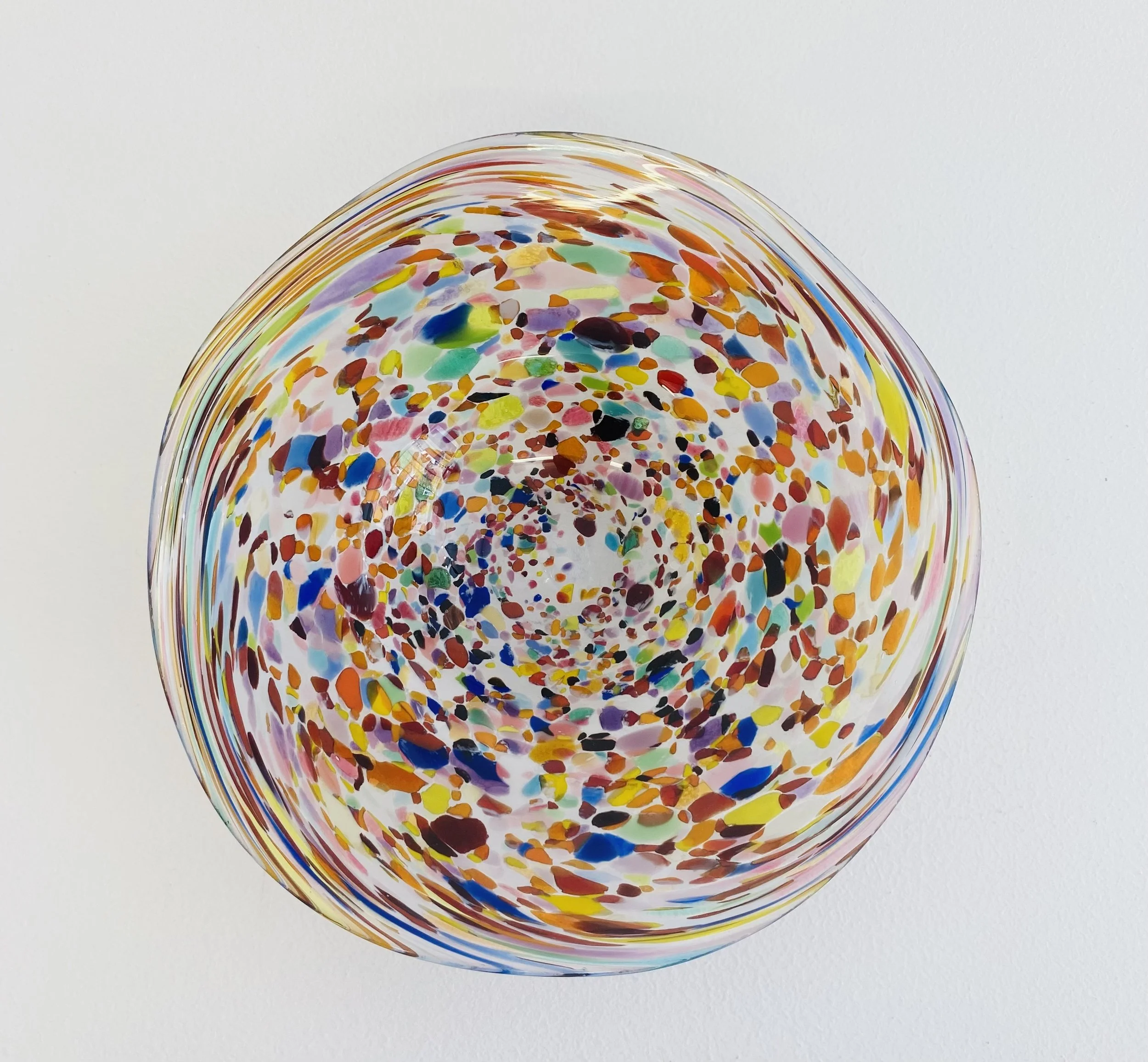 Hand blown glass footed dish D18cm H5cm £43