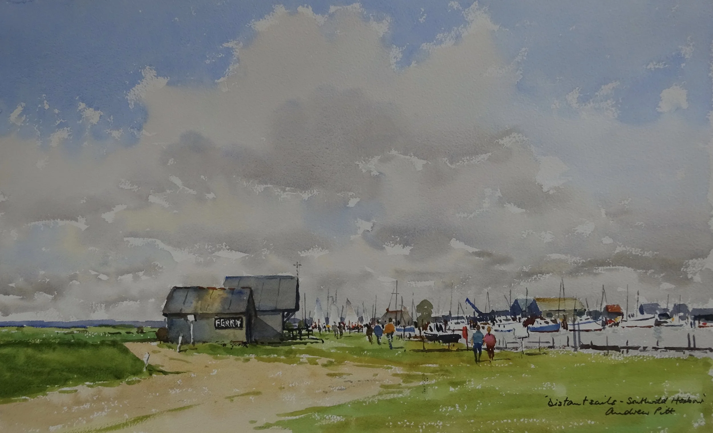 'Distant Sails - Southwold Harbour' watercolour 53cm x 73cm framed £395.00