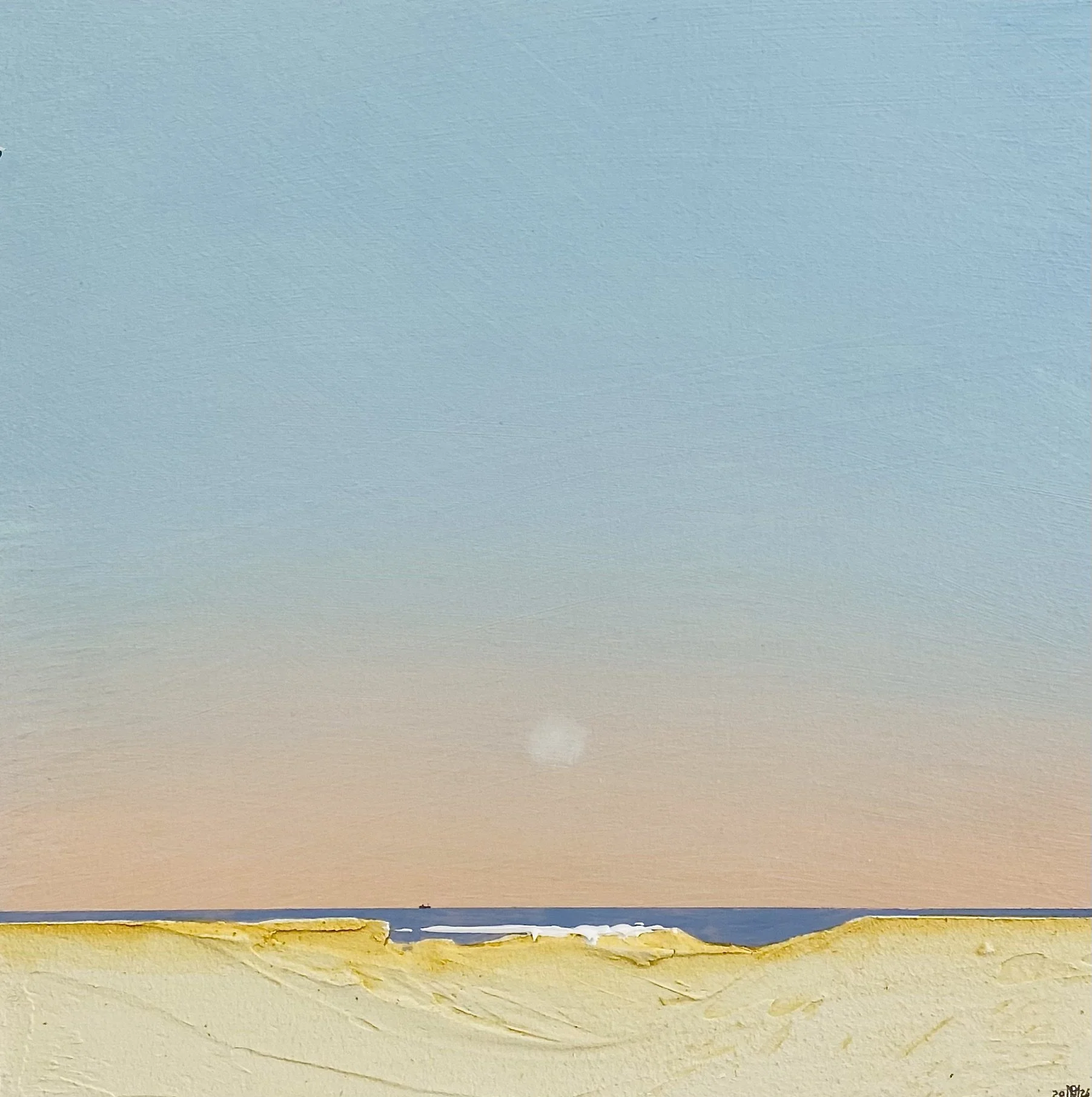 'Strand 44' acrylic on board framed in a white wood tray frame 29cm x 29cm £395.00