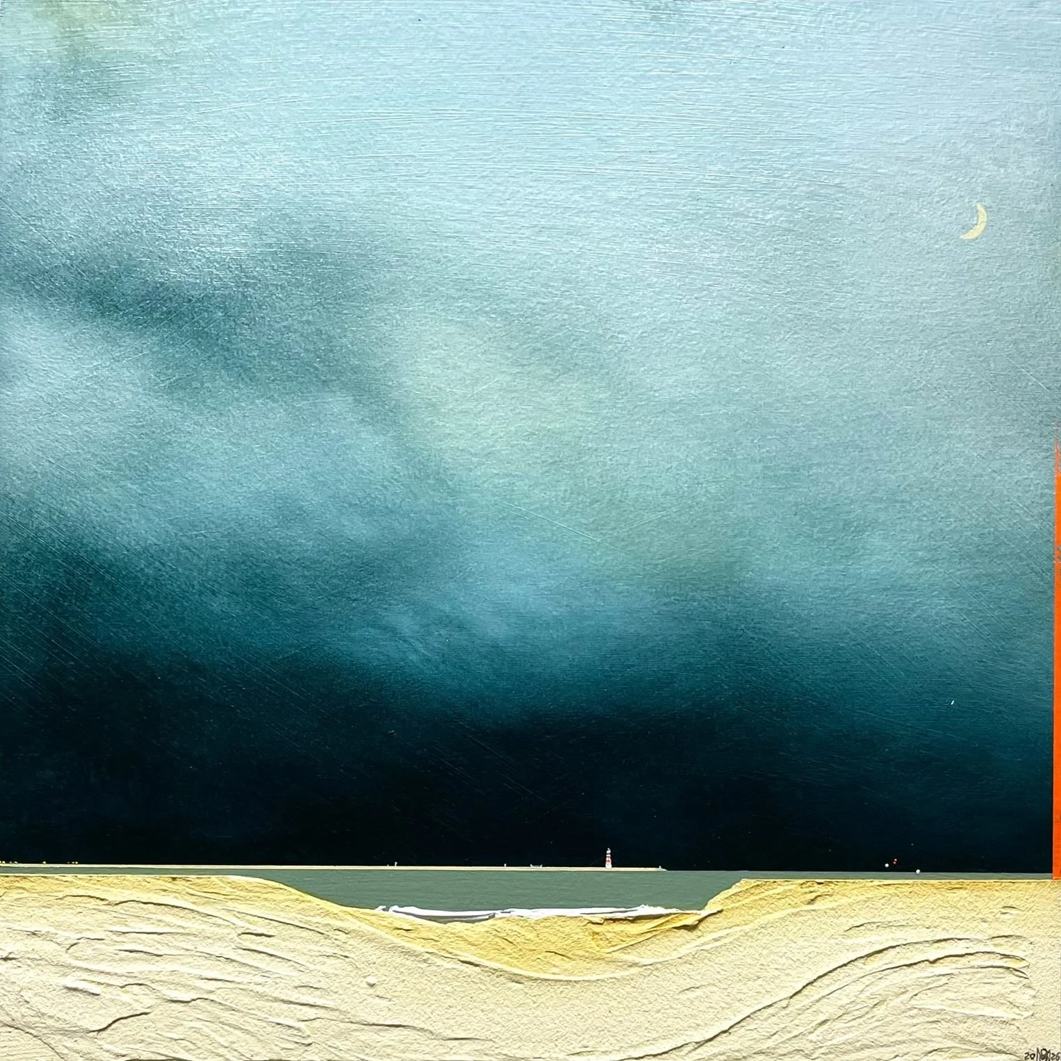'Aground' Marc Brown, acrylic on board 29cm x 29cm framed £395.00