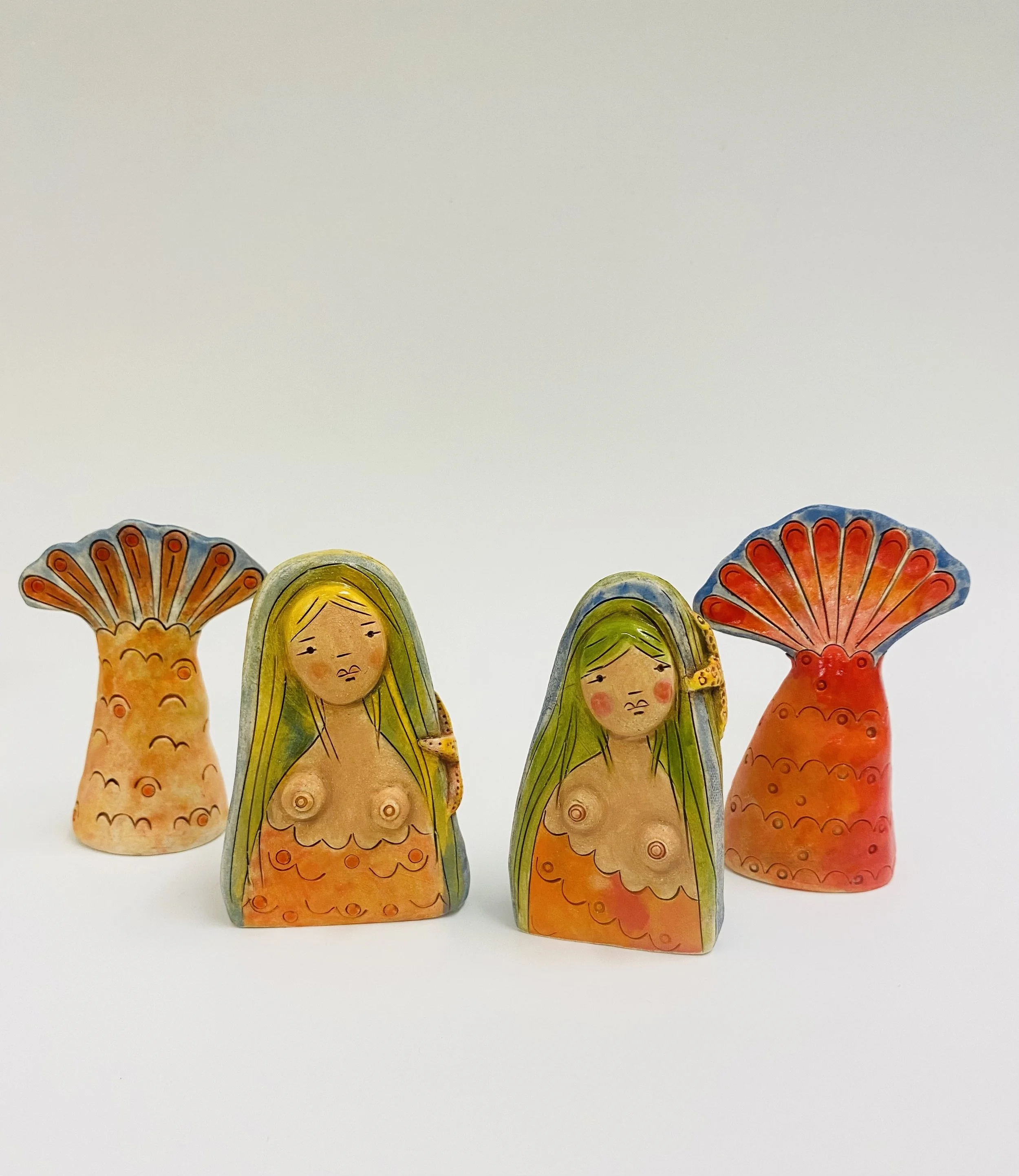 Handmade ceramic mermaids, height approx 10cm £85 each