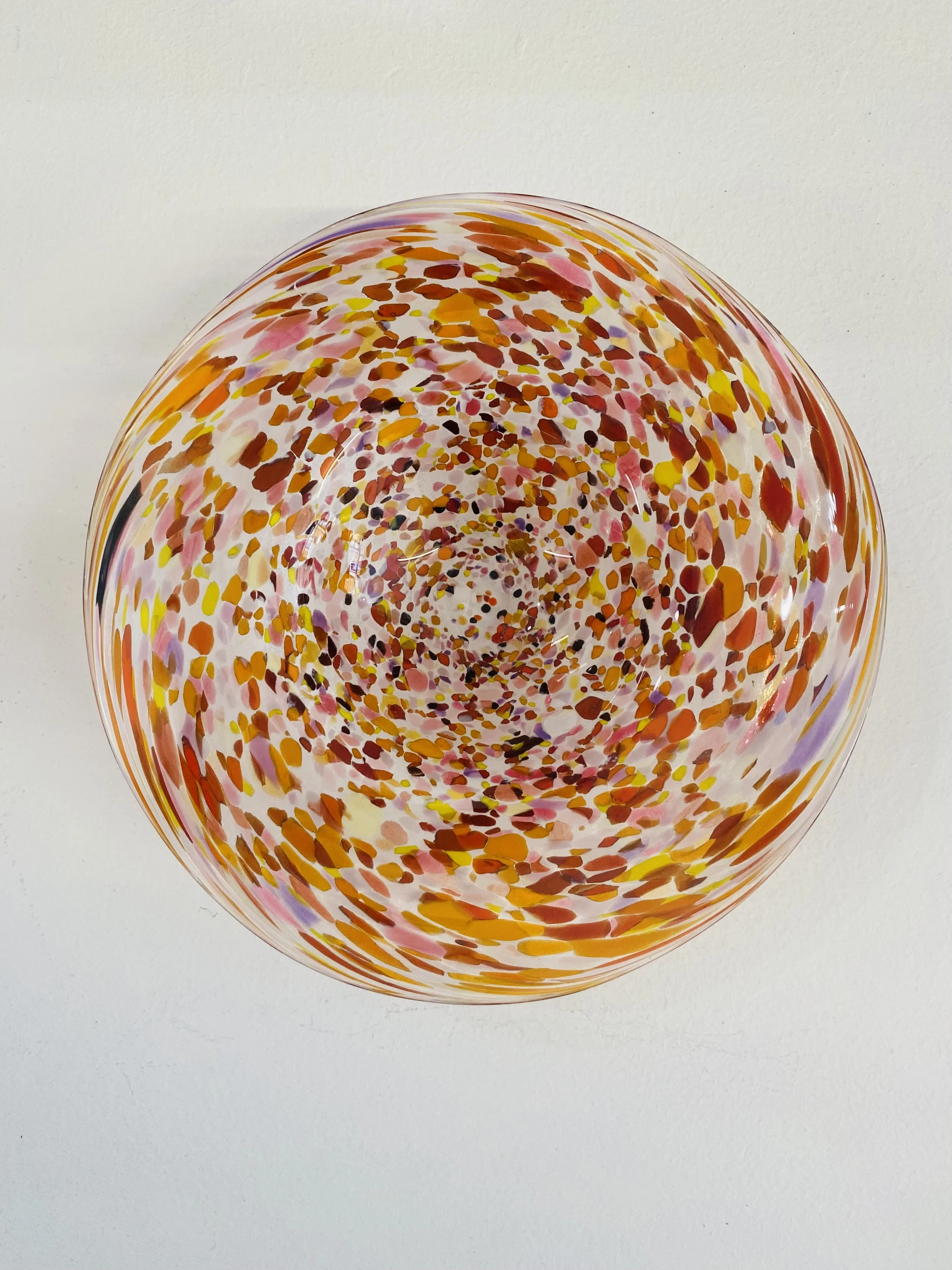 Hand blown glass footed dish D18cm H5cm SOLD