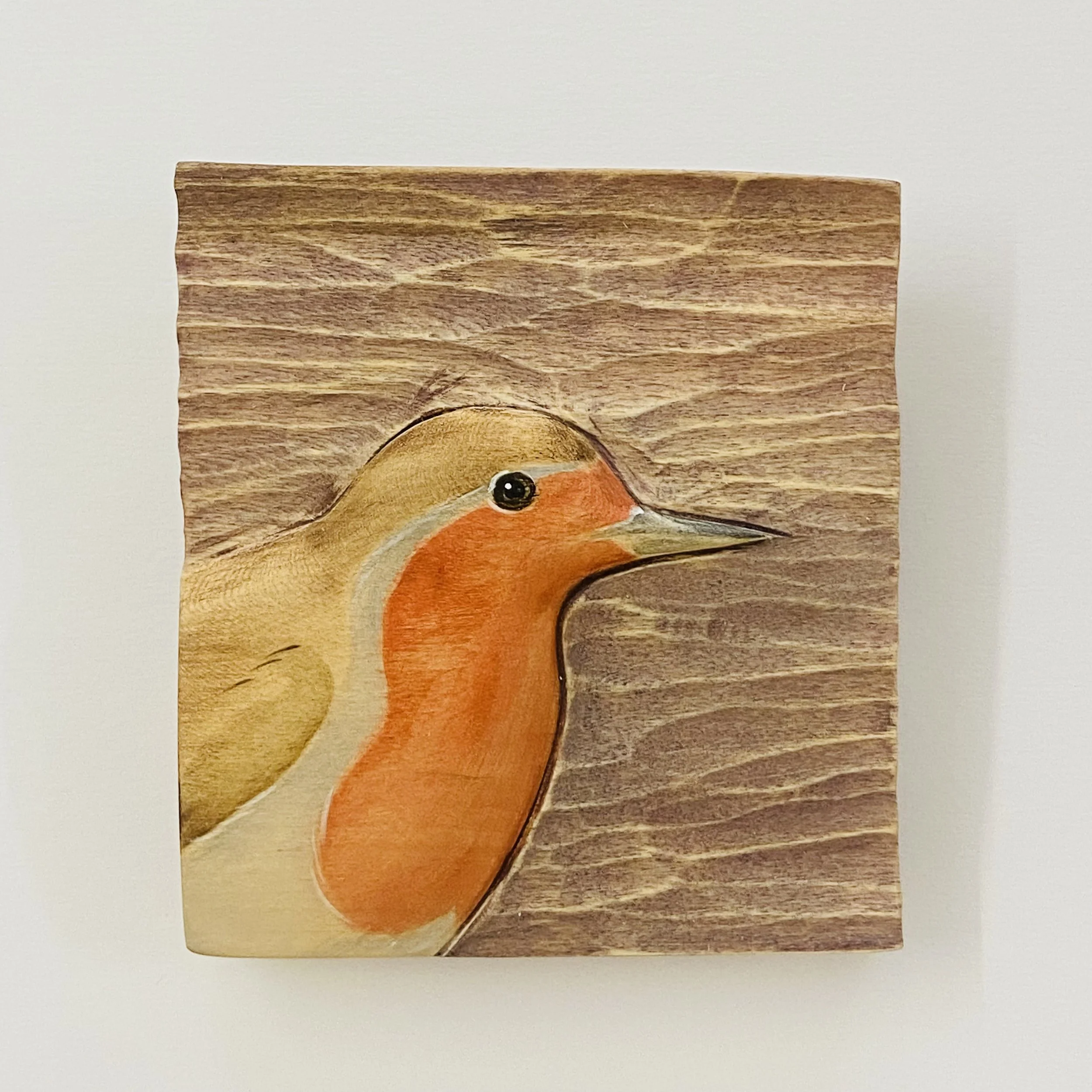 We are pleased to have a beautiful set of Kathryn O'Kell's hand carved wood & painted Robins for Christmas. 'A Robin' 10cm x 9cm x 2cm. With wall hanging £64.00