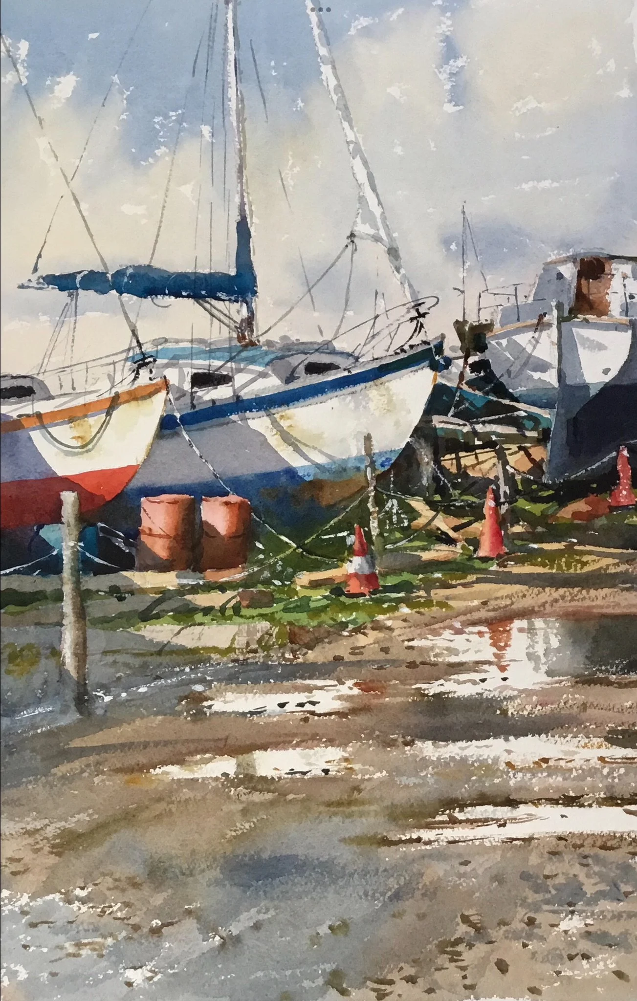 'Sunshine & Puddles' watercolour 53cm x 73cm framed £395.00