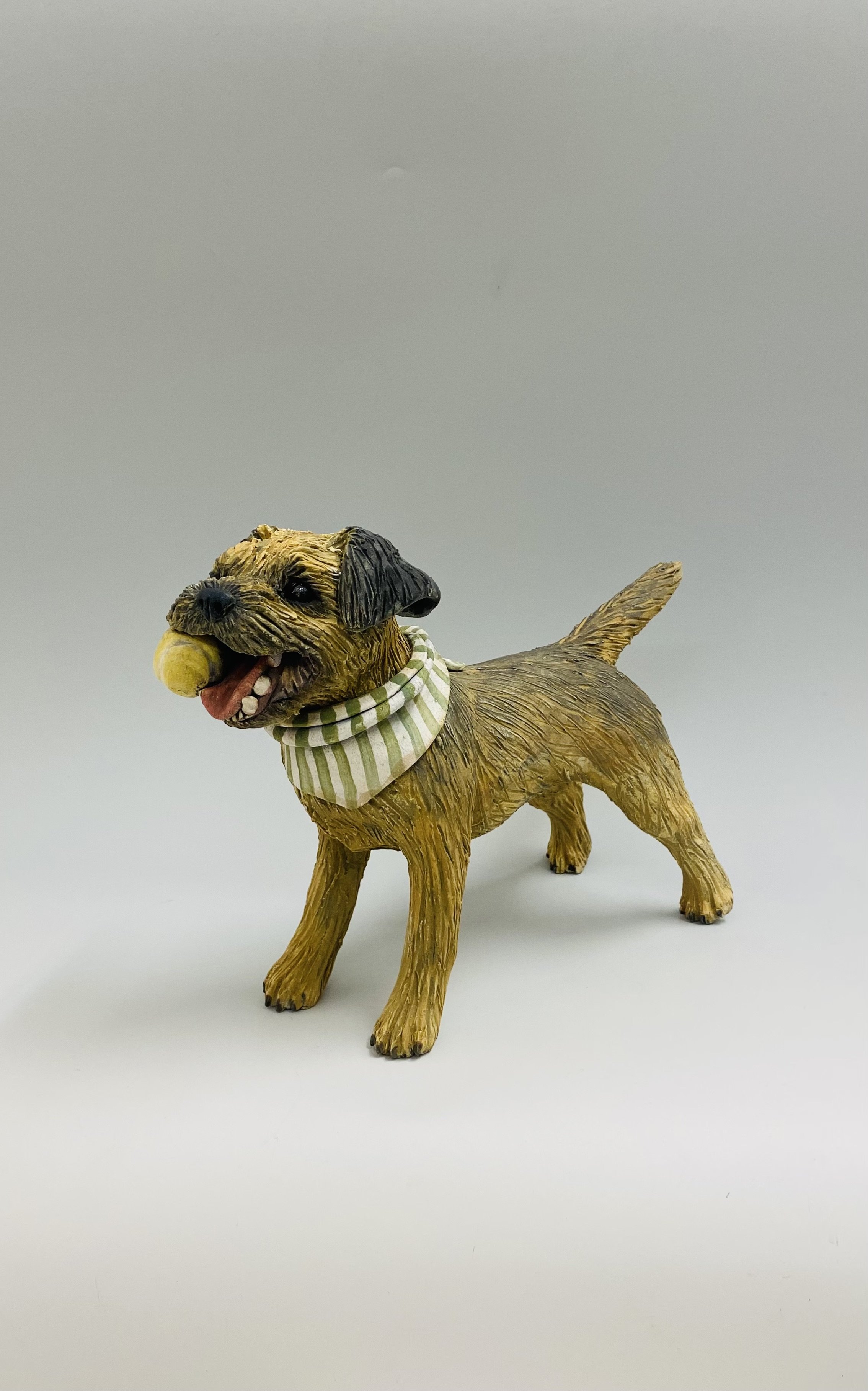'Border Terrier with Ball' Joanne Cooke handmade ceramic