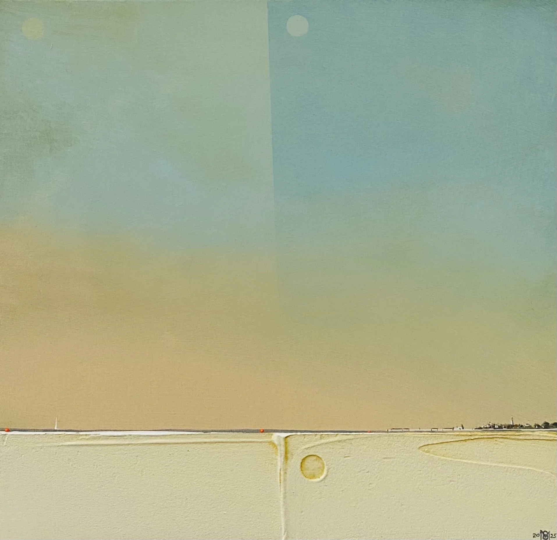 'Sail, Easton' Marc Brown, acrylic on board 29cm x 29cm framed SOLD