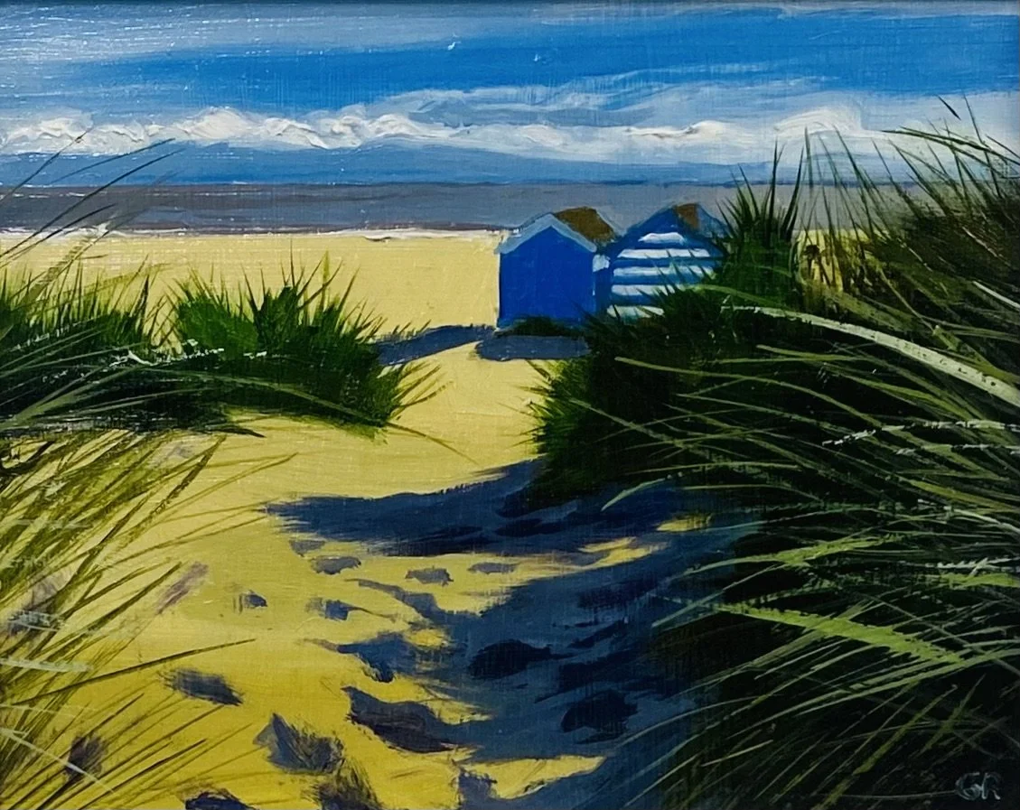 'Beach Huts, Southwold' Graham Rider, oil on board 35cm x 31cm framed £295.00