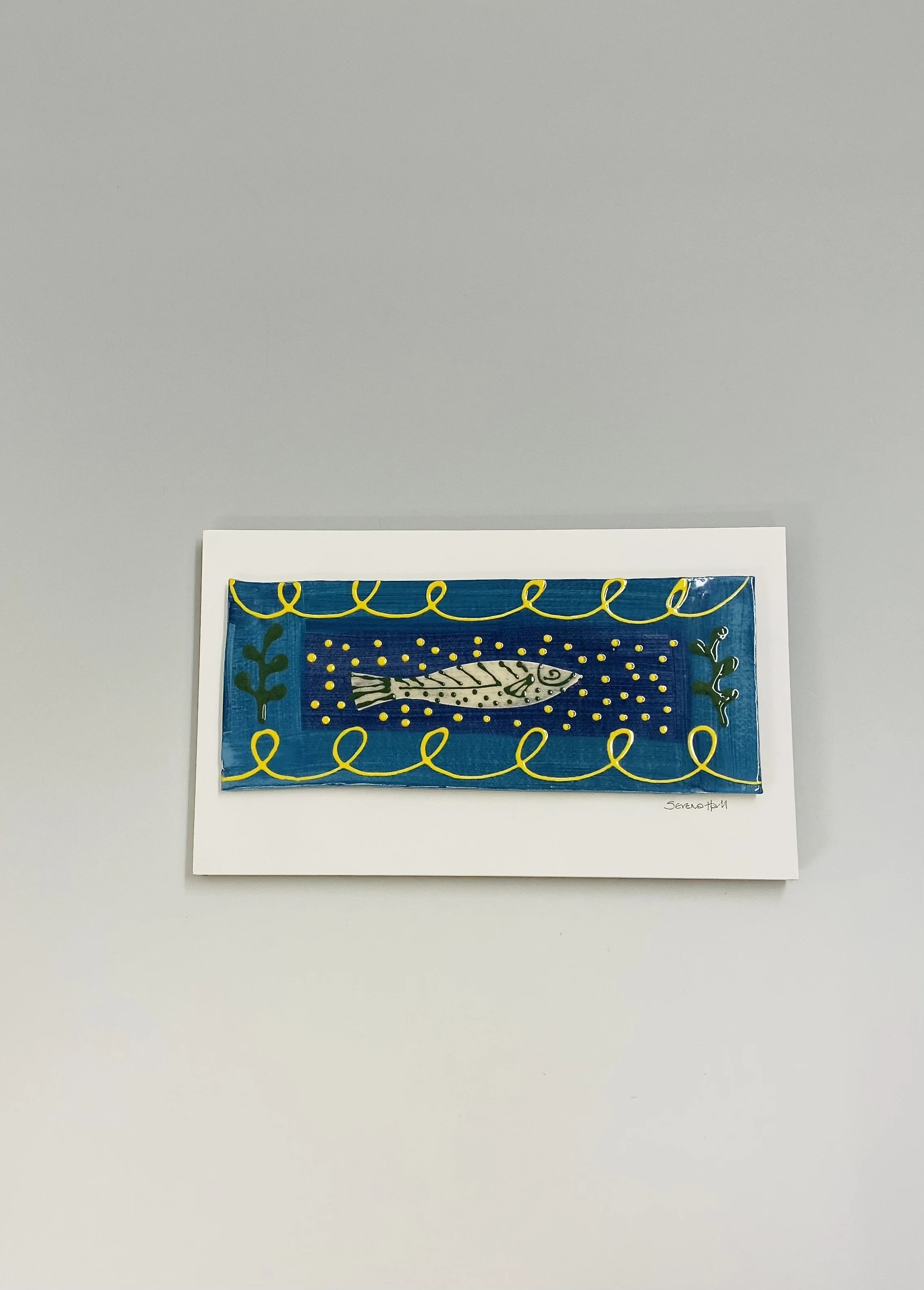 'Happy Fish' handmade slipware wall plaque 42cm x 25cm x 4cm. Ready to hang £195.00