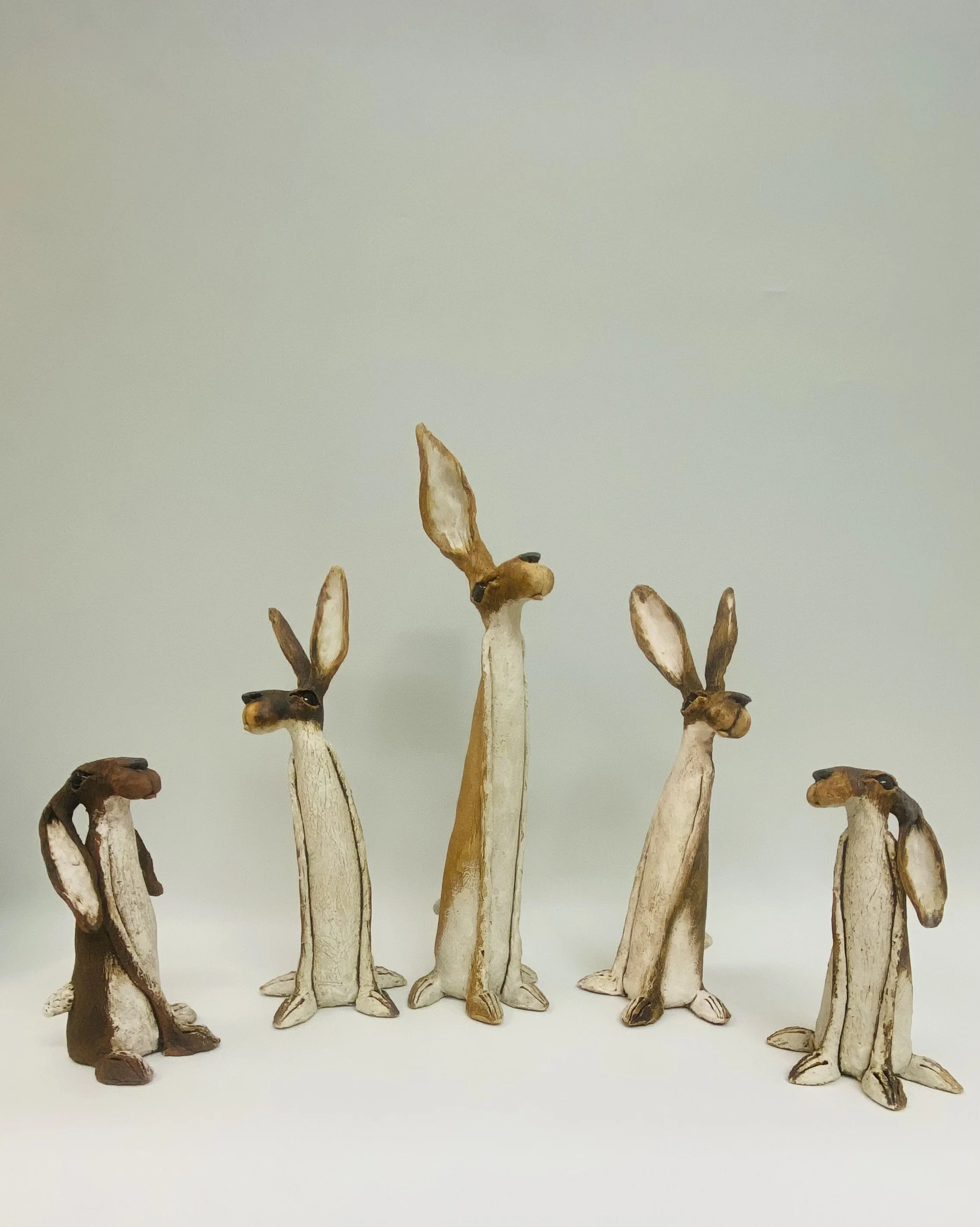 Spring Hares by JJ Vincent, handmade ceramic, small medium and large