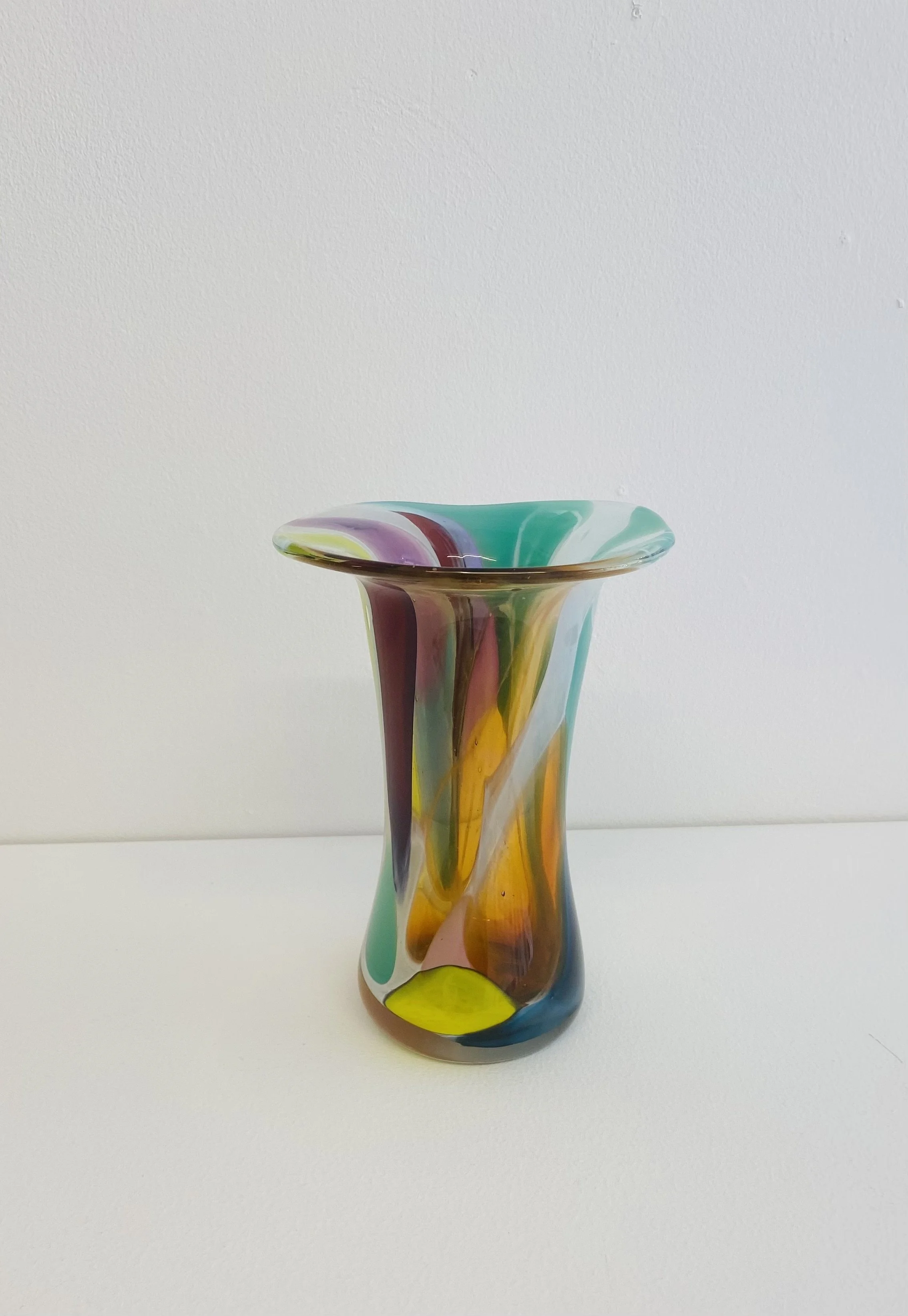 Hand blown fluted glass vase H23cm D15cm £170