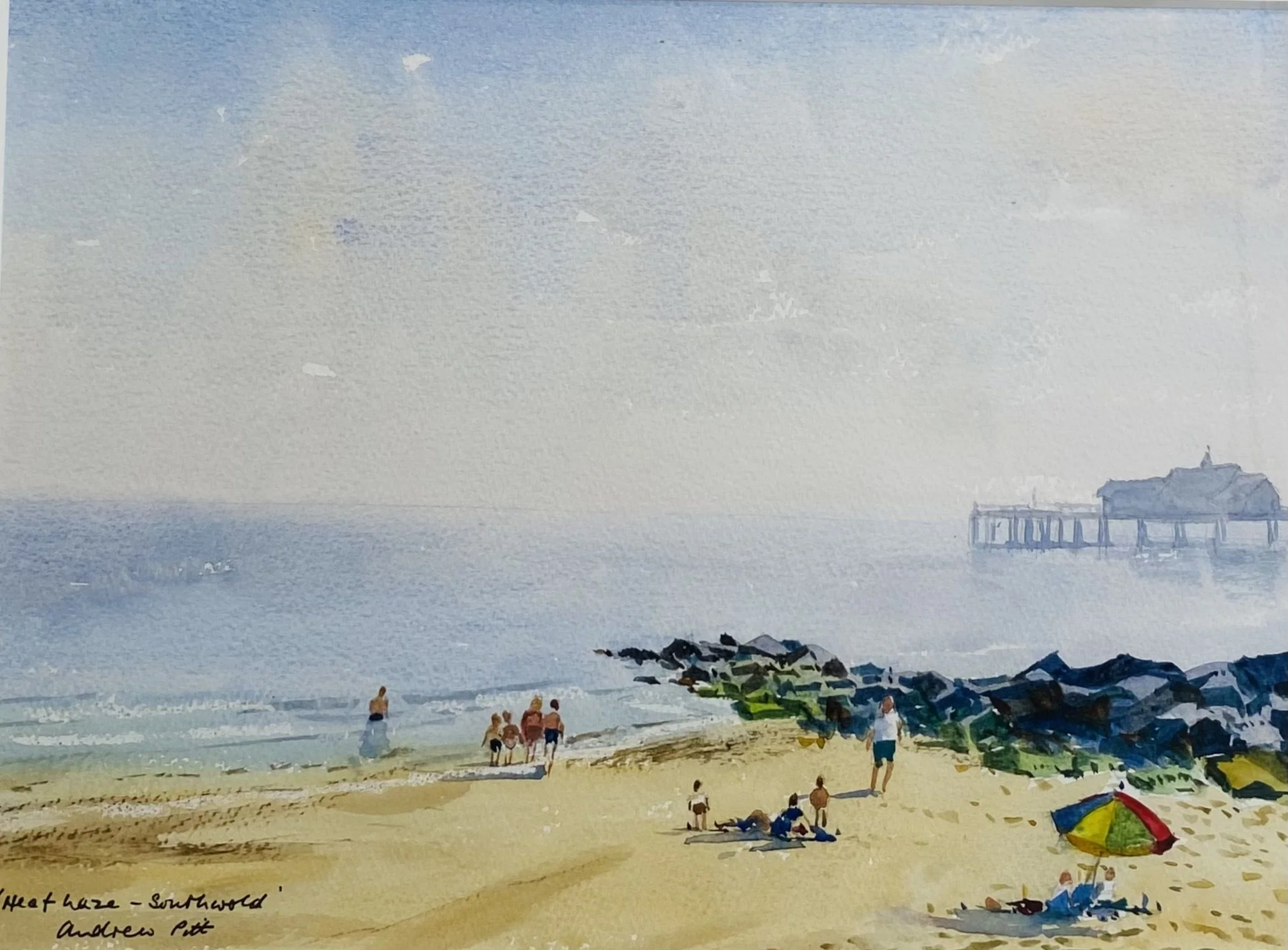 Heat Haze Southwold Beach, watercolour 43cm x 53cm framed £300