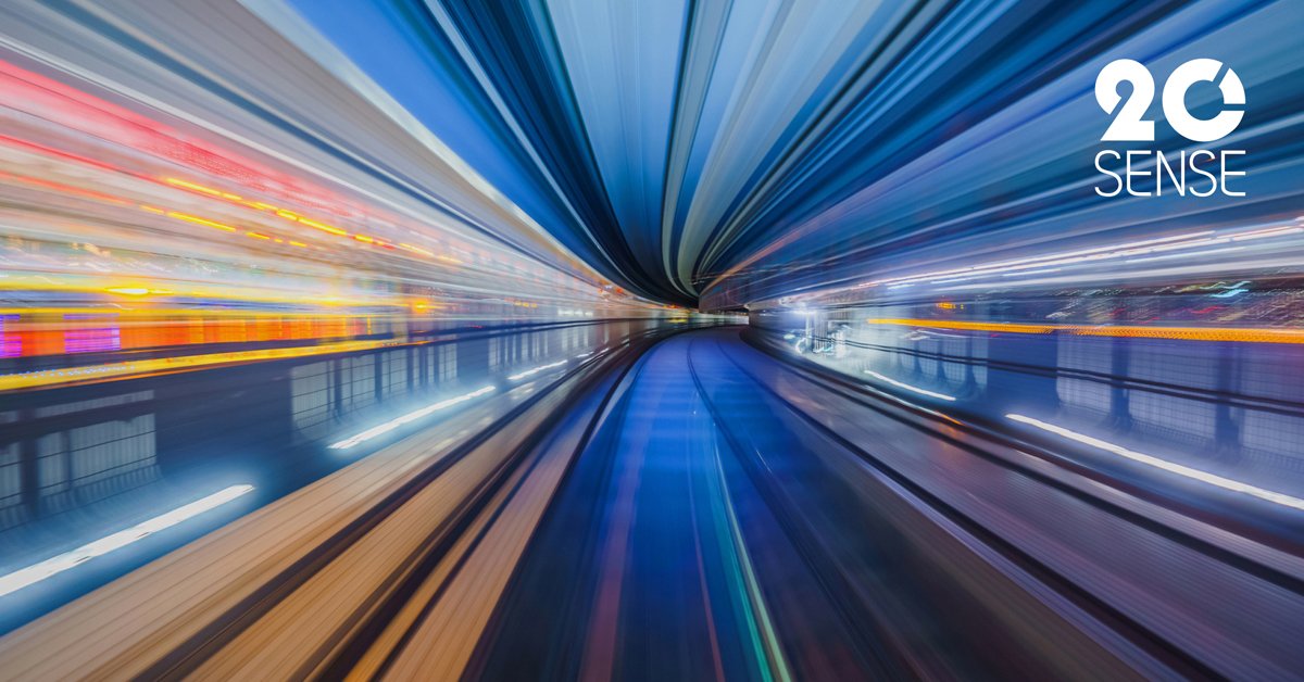 Lights in tunnel on fast-moving train