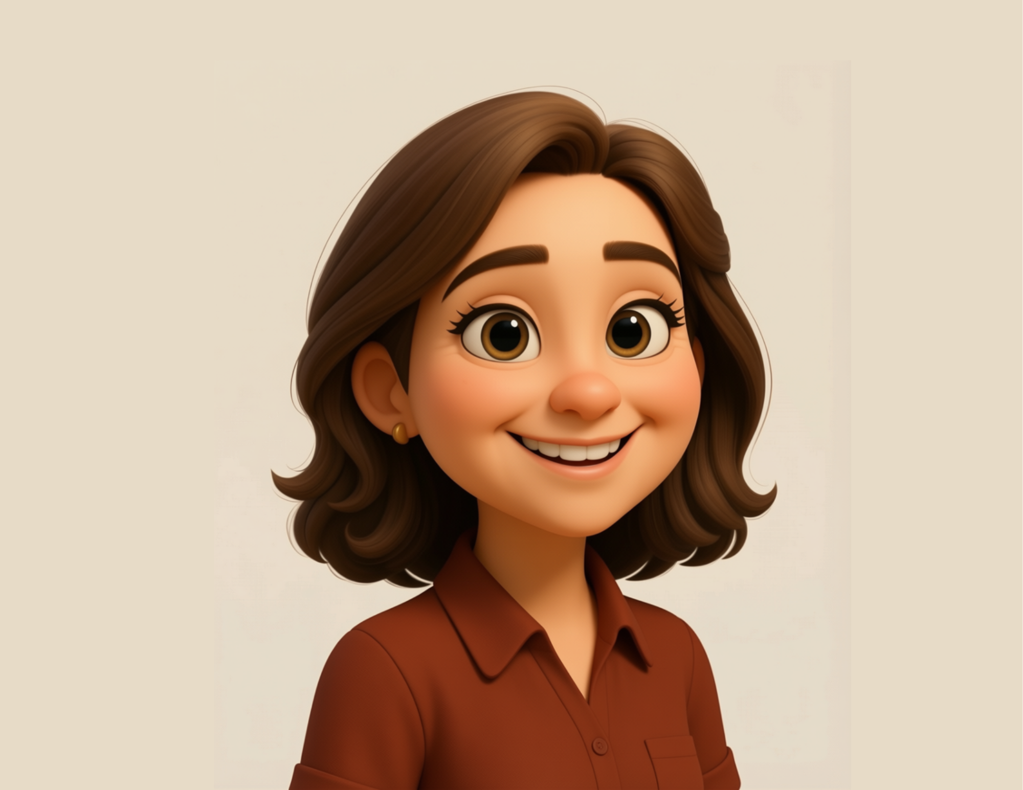 Barb Gay the owner of radish smiling wearing an ornage blouse and glasses on her head