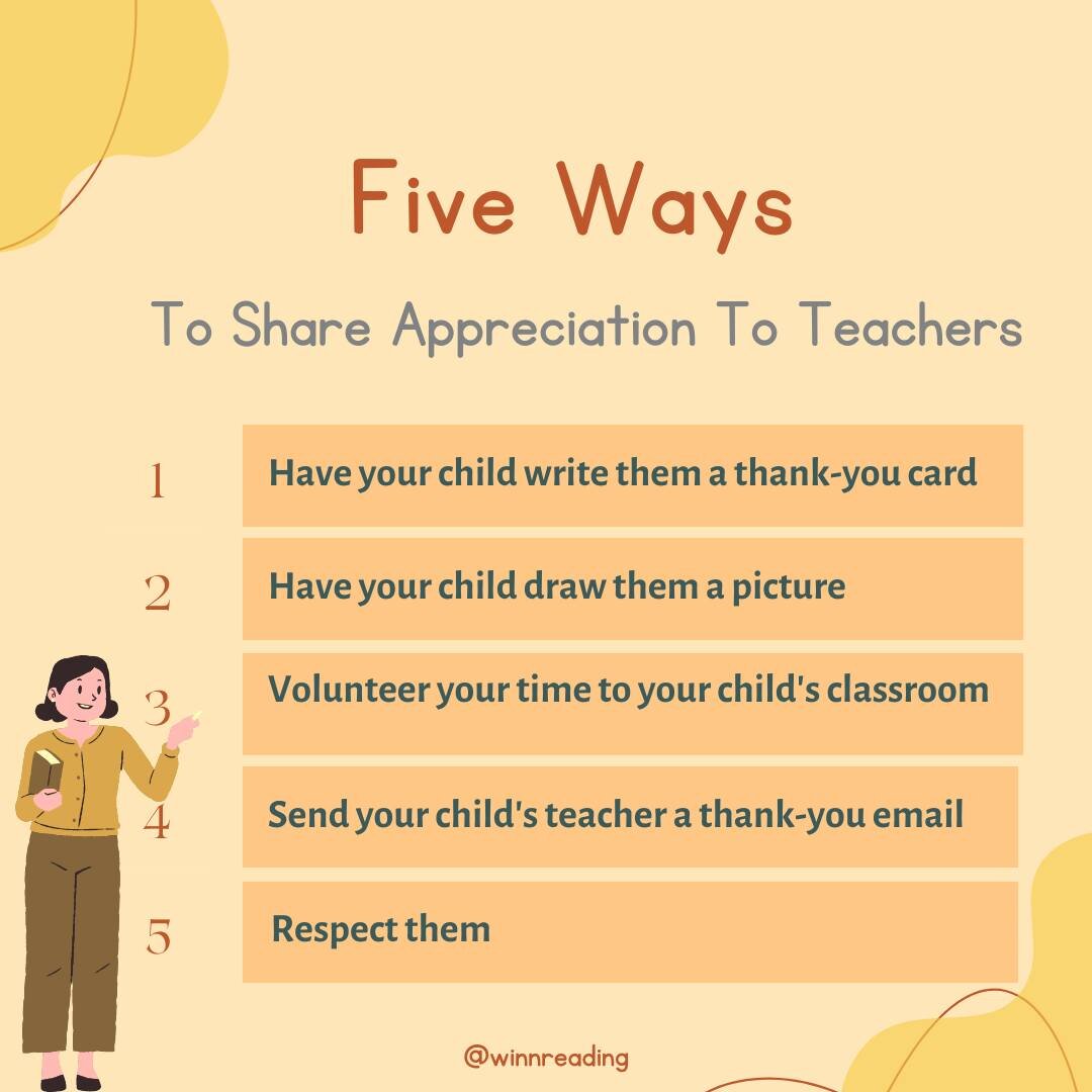 Teachers deserve the world. 💐🧡
Check out these five simple ways to show appreciation to your child&rsquo;s teacher.
Let us know how you show teacher appreciation in the comments! ⬇️

#teacherappreciation #cincinnati #nonprofit #literacy #childrensl