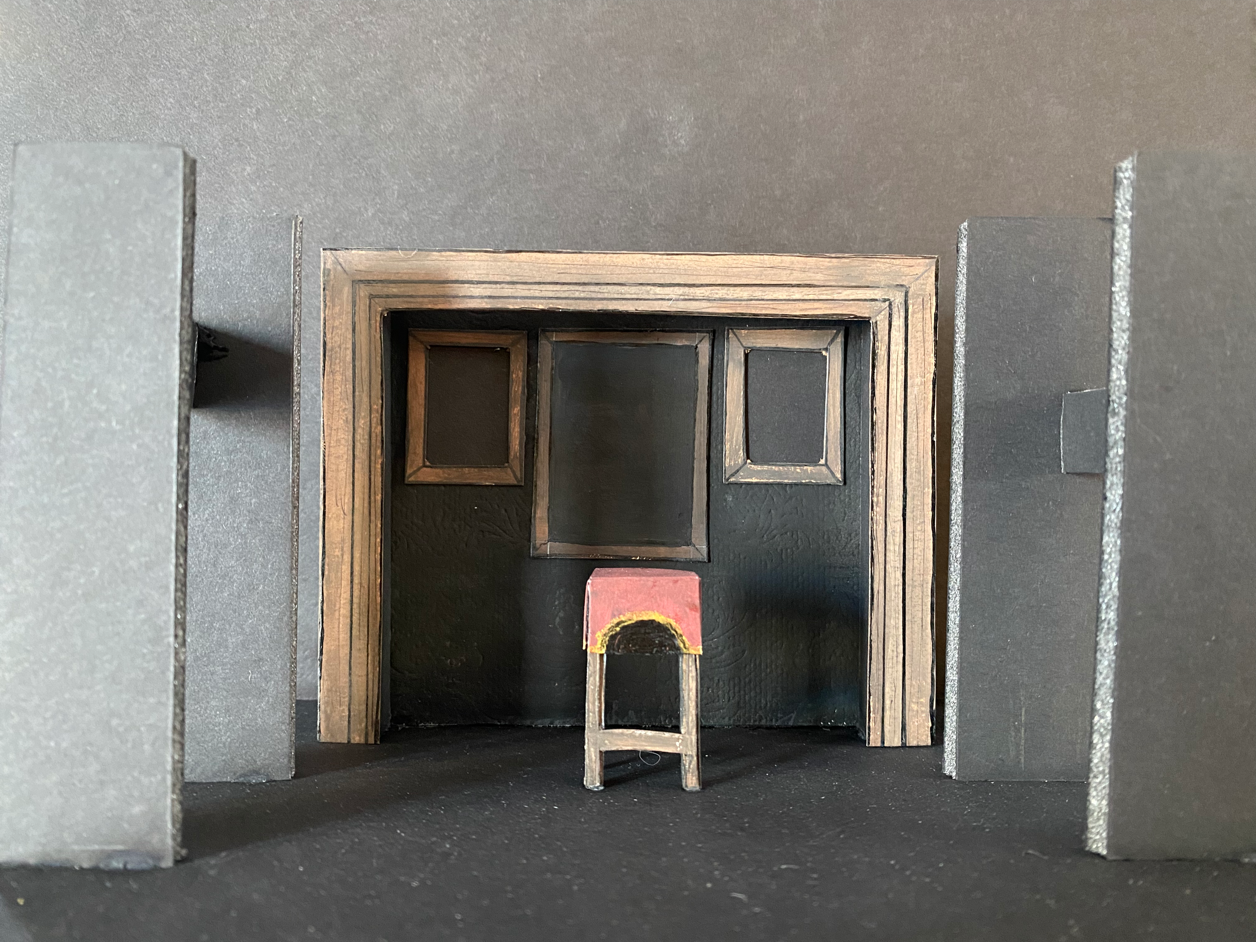 Scenic Design Model 2021 Production 
"A Christmas Carol - A Reading by Charles Dickens" 
Stage Door Unlocked Productions
Directed & Designed By Nate Plummer