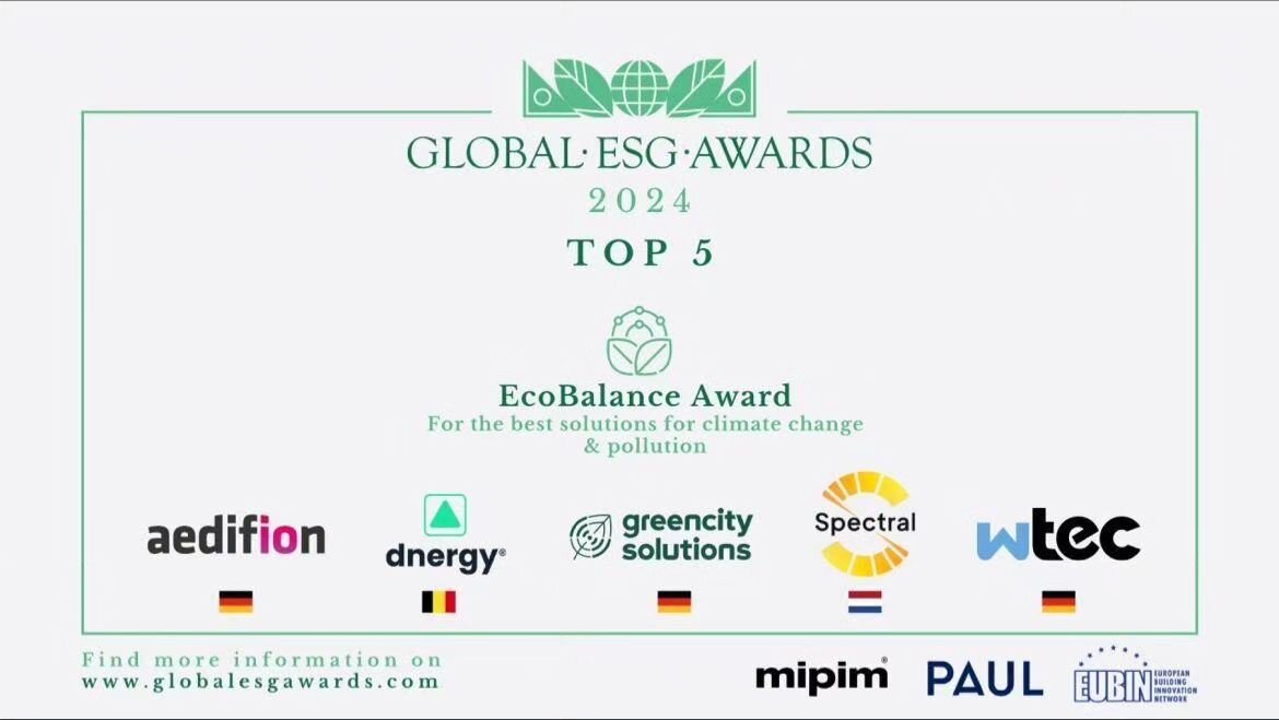 We are thrilled to announce that our very own wtec has advanced to the top five for the Global ESG Awards in the EcoBalance category, for the best solution for climate change &amp; pollution. 🌎

Congrats to all the finalists!
1. @aedifion
2. @weared