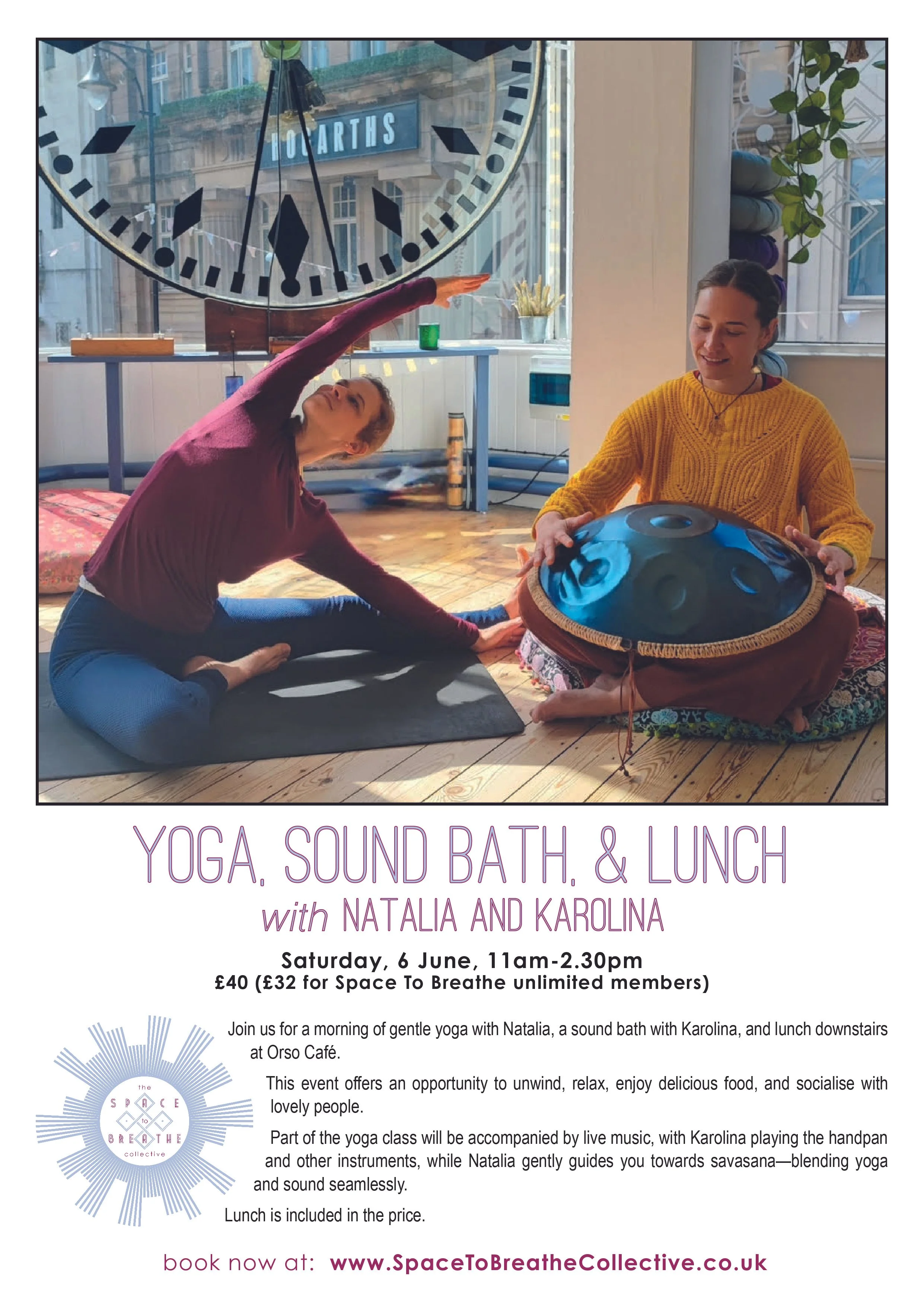 Saturday 6th June - Yoga, Sound Bath &amp; Lunch with Natalia and Karolina