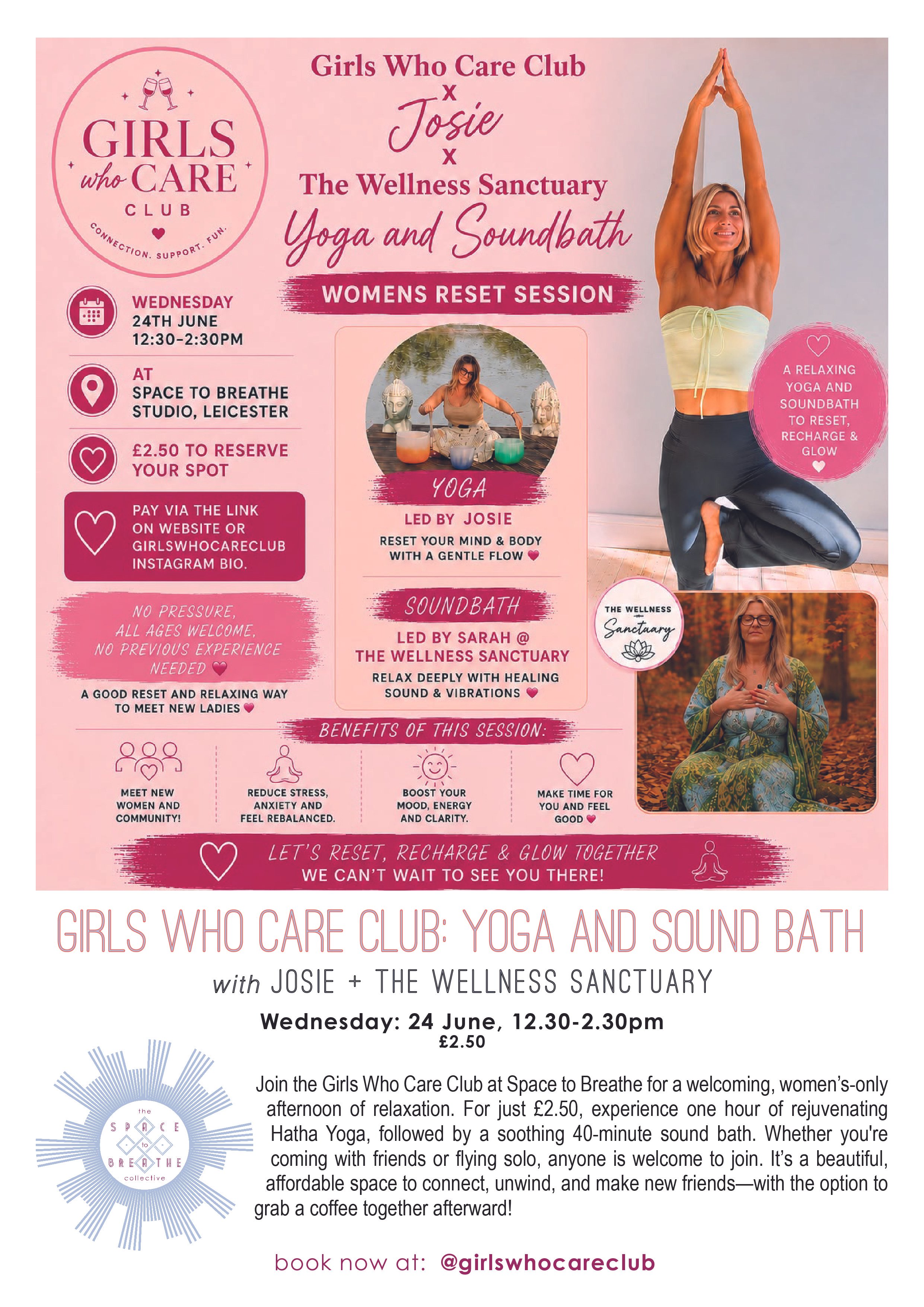 Wednesday 24th June Girls Who Care Club: Yoga and Sound Bath