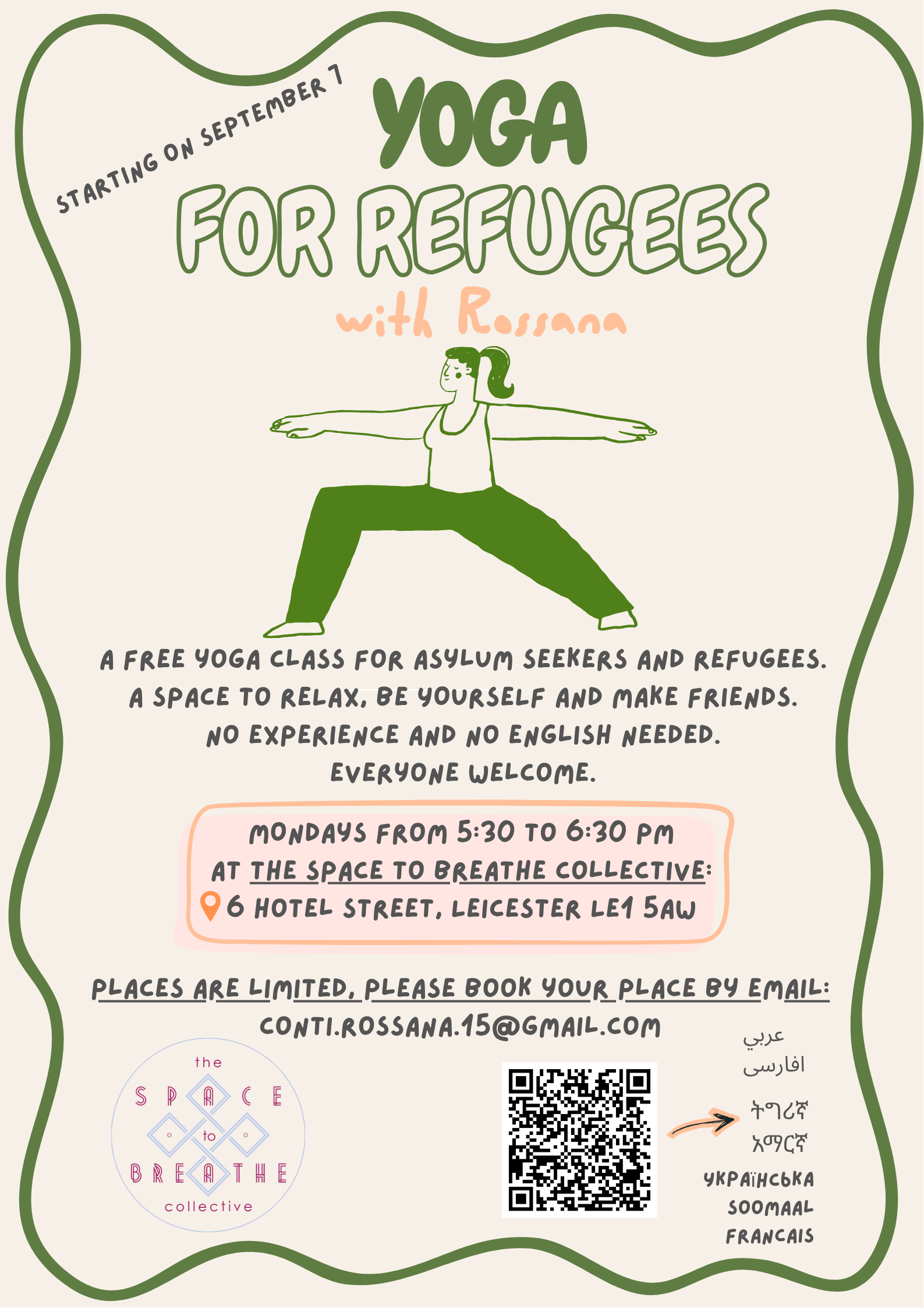 Mondays in September - Yoga for Refugees with Rossana