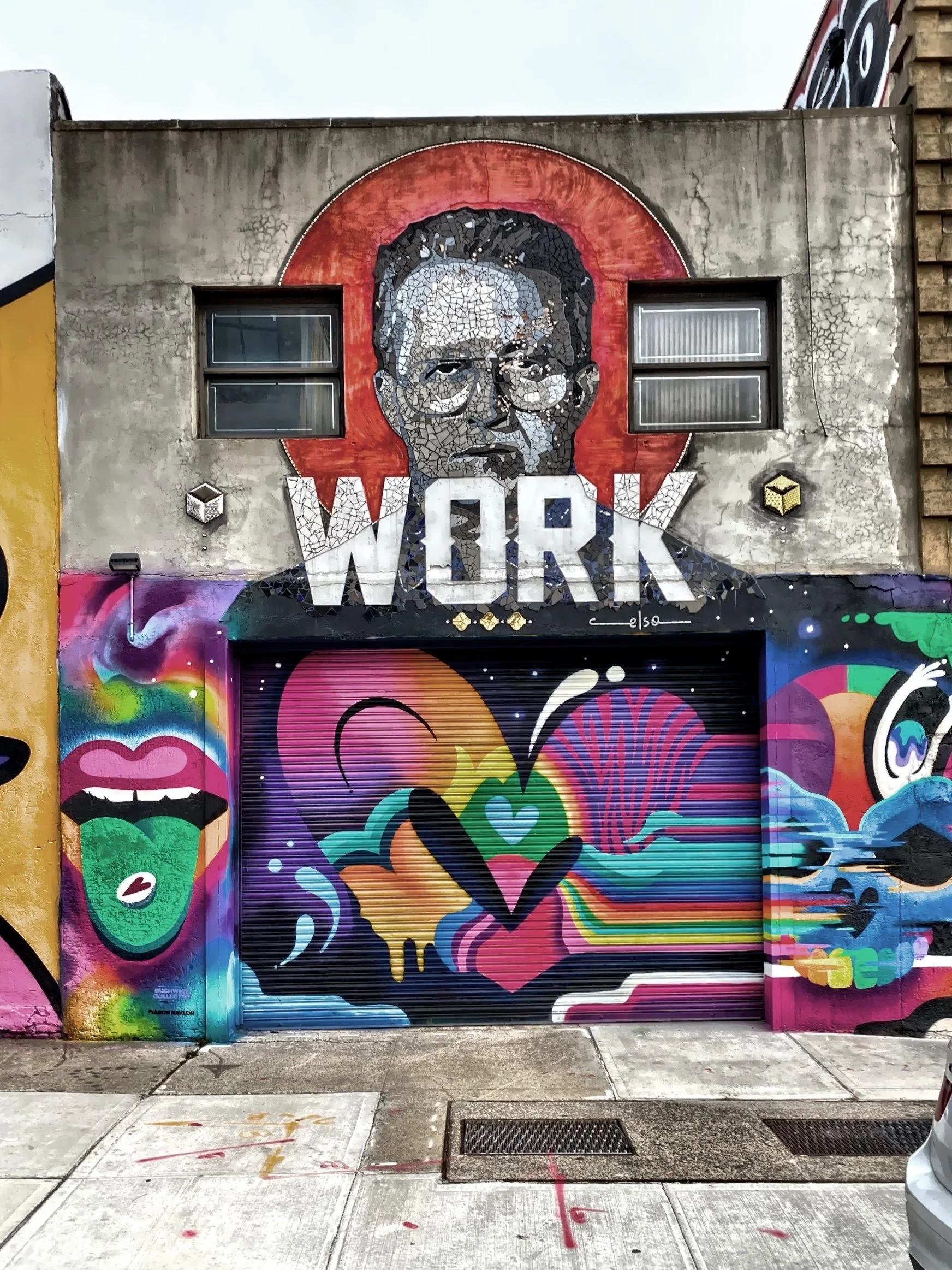  Some of the street art is mosaic. 