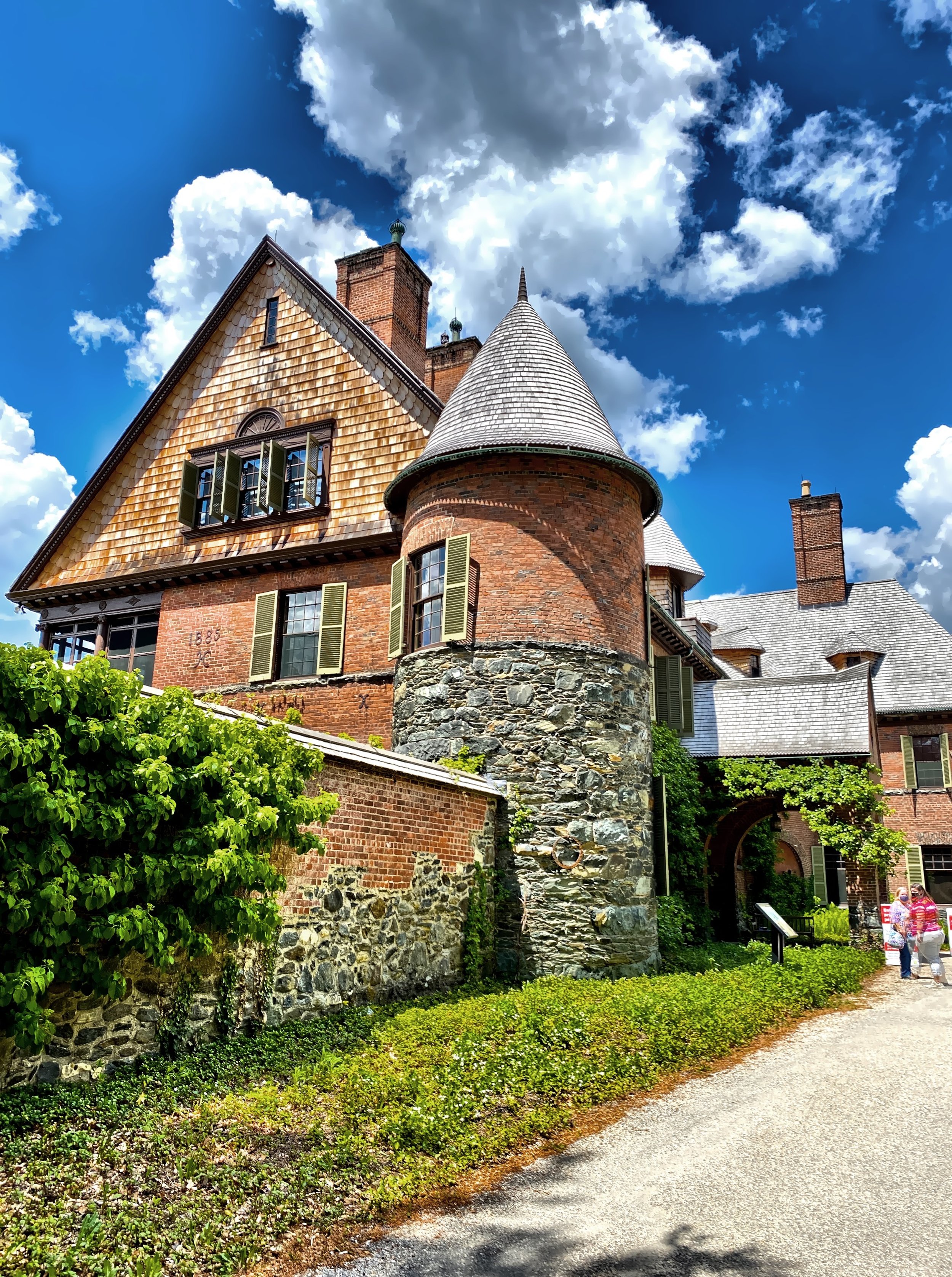  The house with the stone and brick turret 