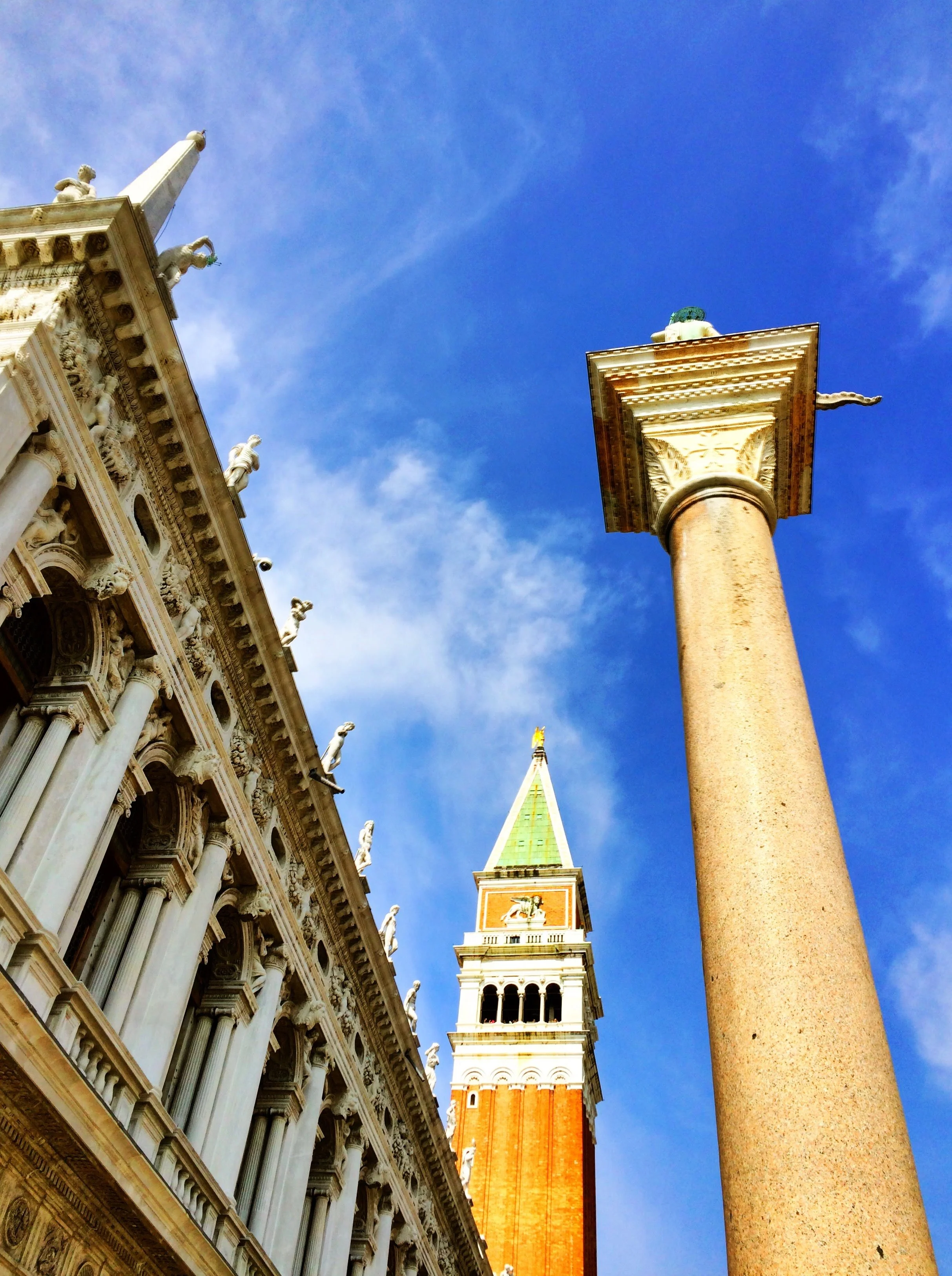  The campanile, the tall brick bell tower for St. Mark’s Basilica, was one of the two columns brought back from Tyre in 1125 by Doge Michael. 