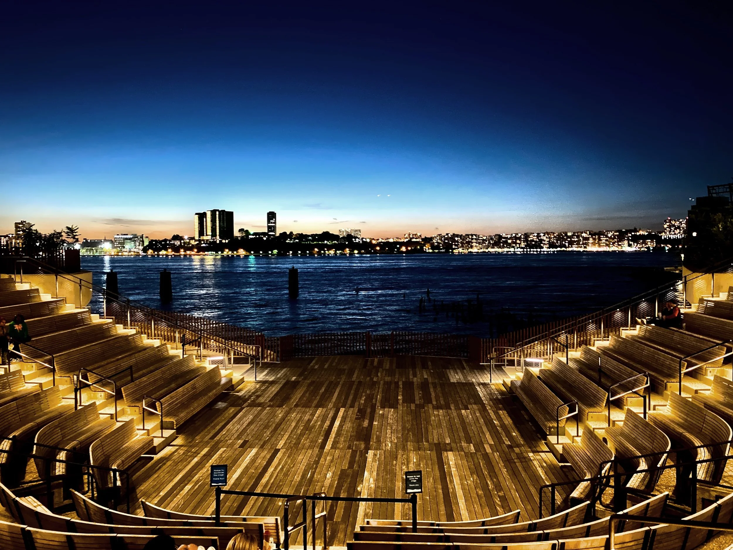  A night view of the Hudson River from the waterside amphitheater 