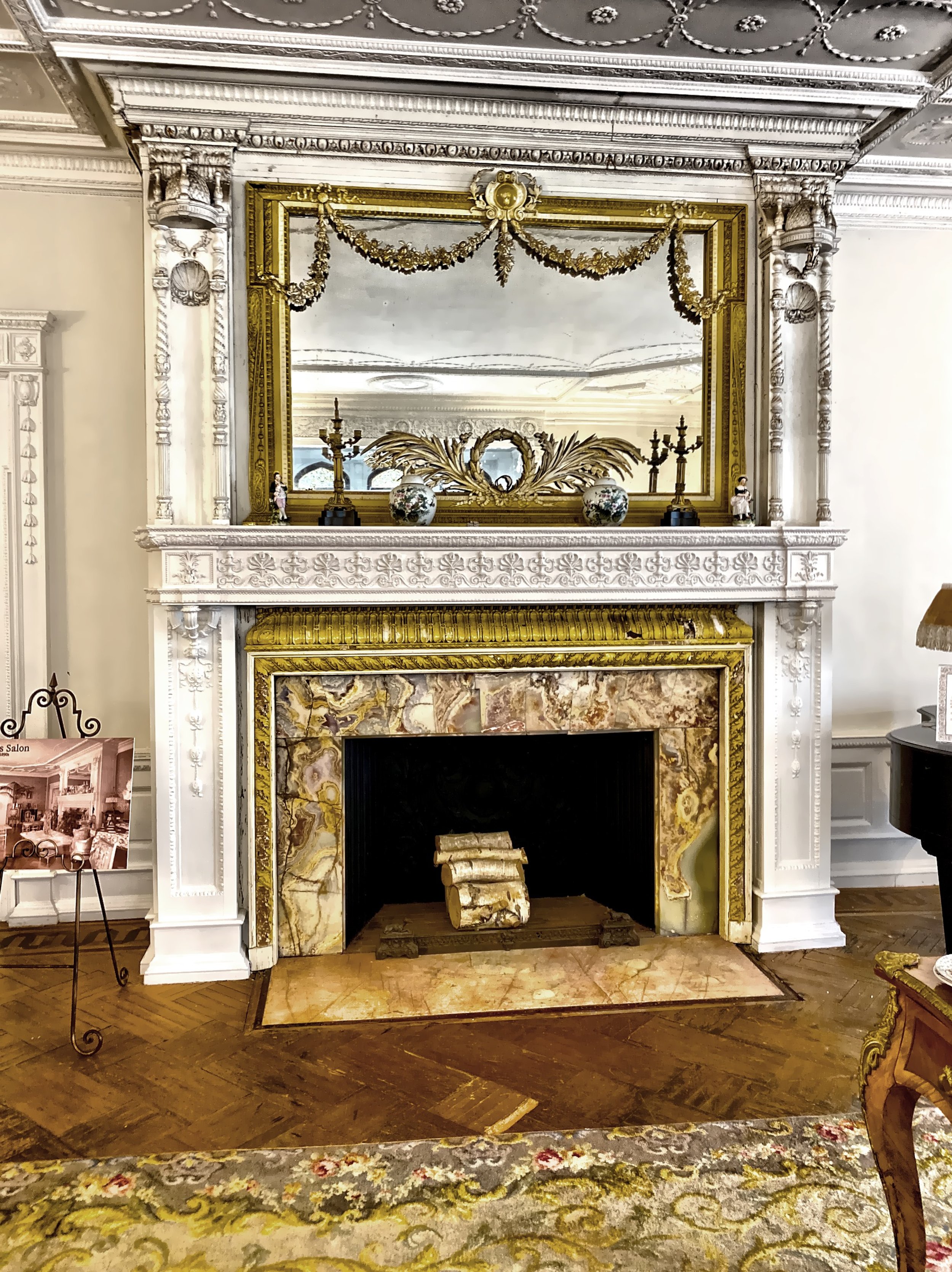    This is the fireplace in the Salon, where guests visiting Ventfort Hall were recieved. 