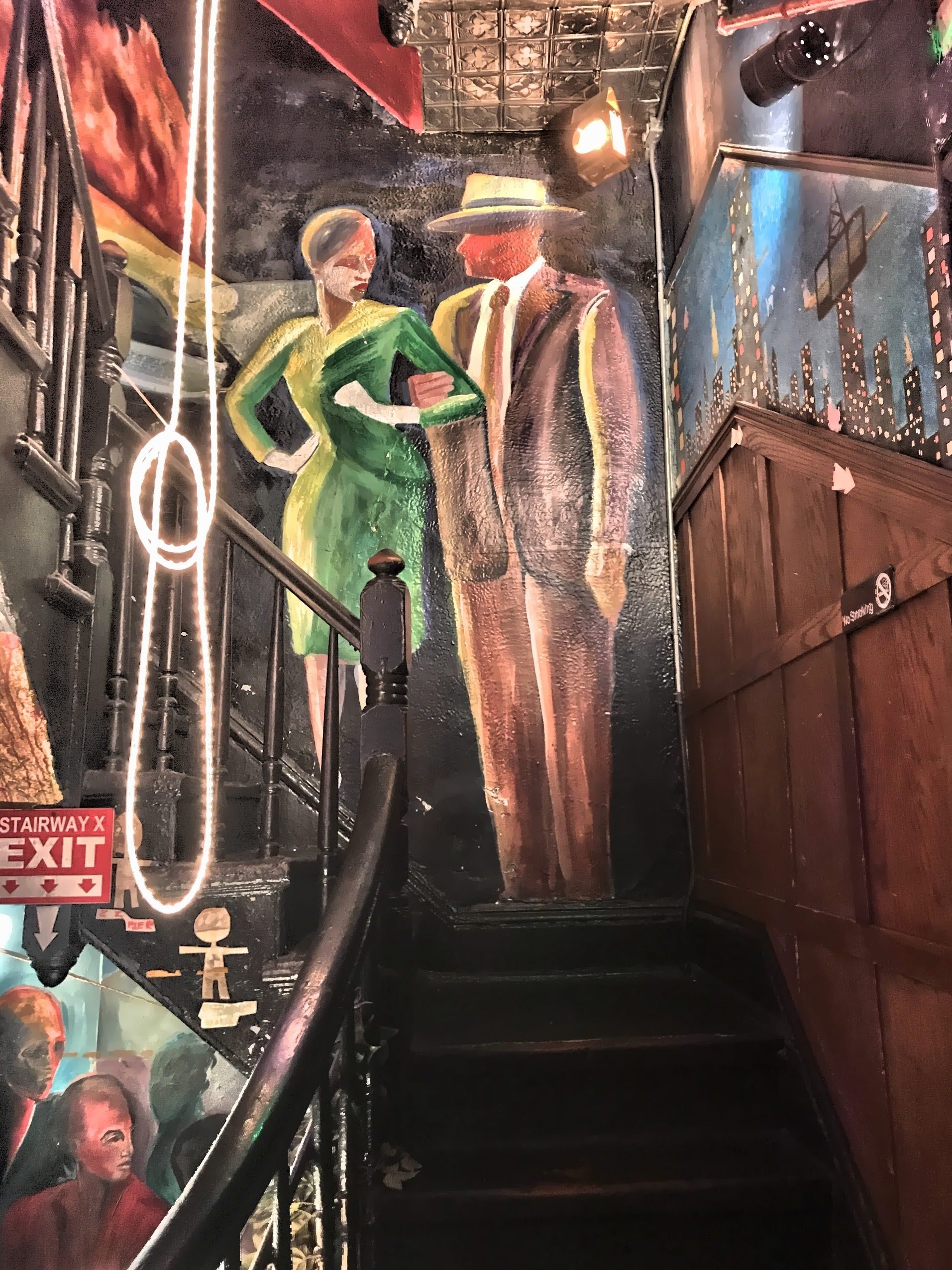  Some art is a throw-back to the glamour of yesteryear with ghosts from the past descending on the stairs. 