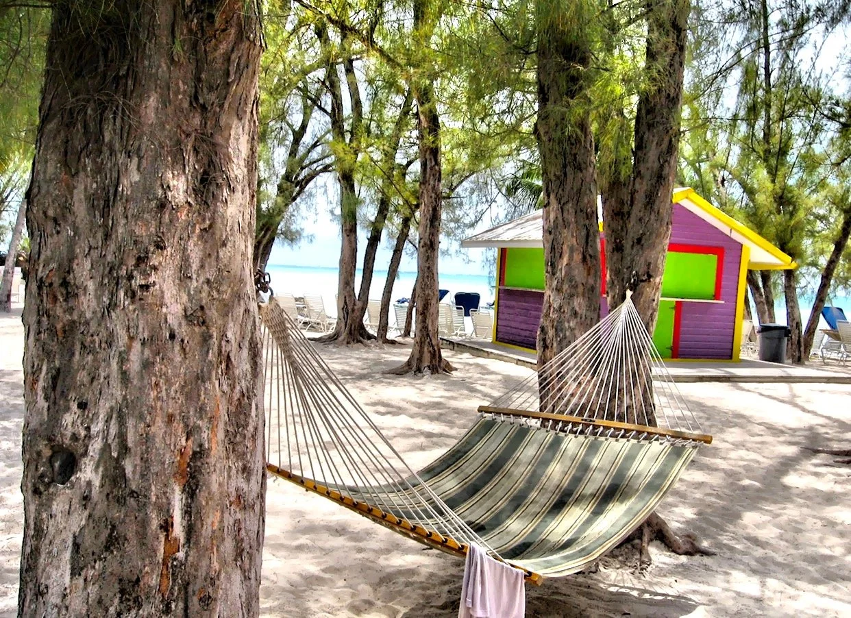  This is an inviting hammock at Rum Point, said to be the where the drink, called the mudslide, was invented. 