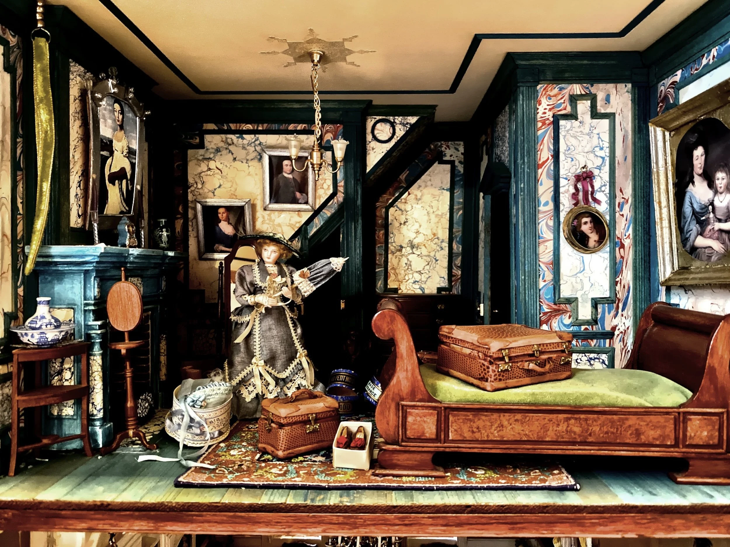  One of the colorful rooms in the 24-room dollhouse  