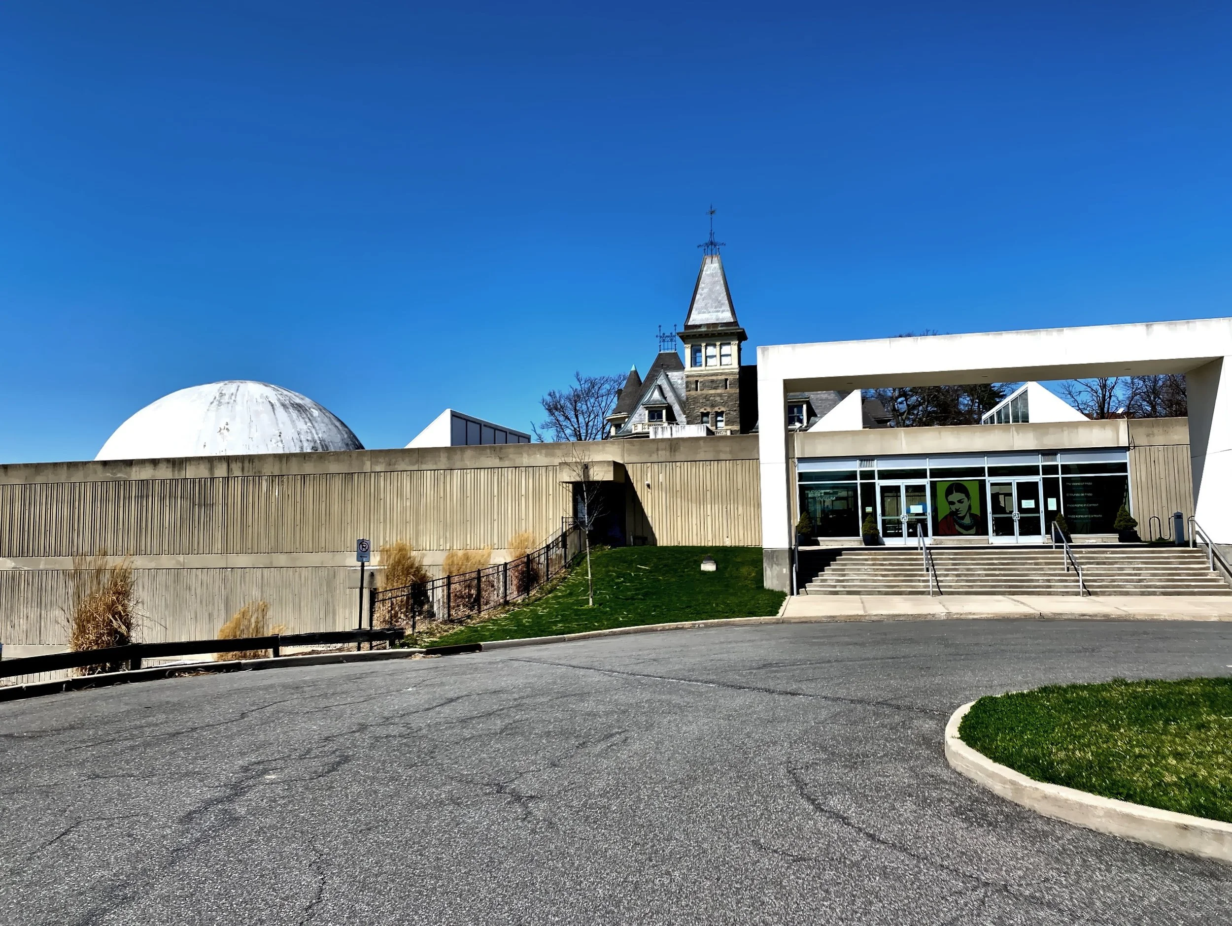  You can see the observation tower of Glenview, just past the the Hudson River Museum building entrance, built in 1969. 