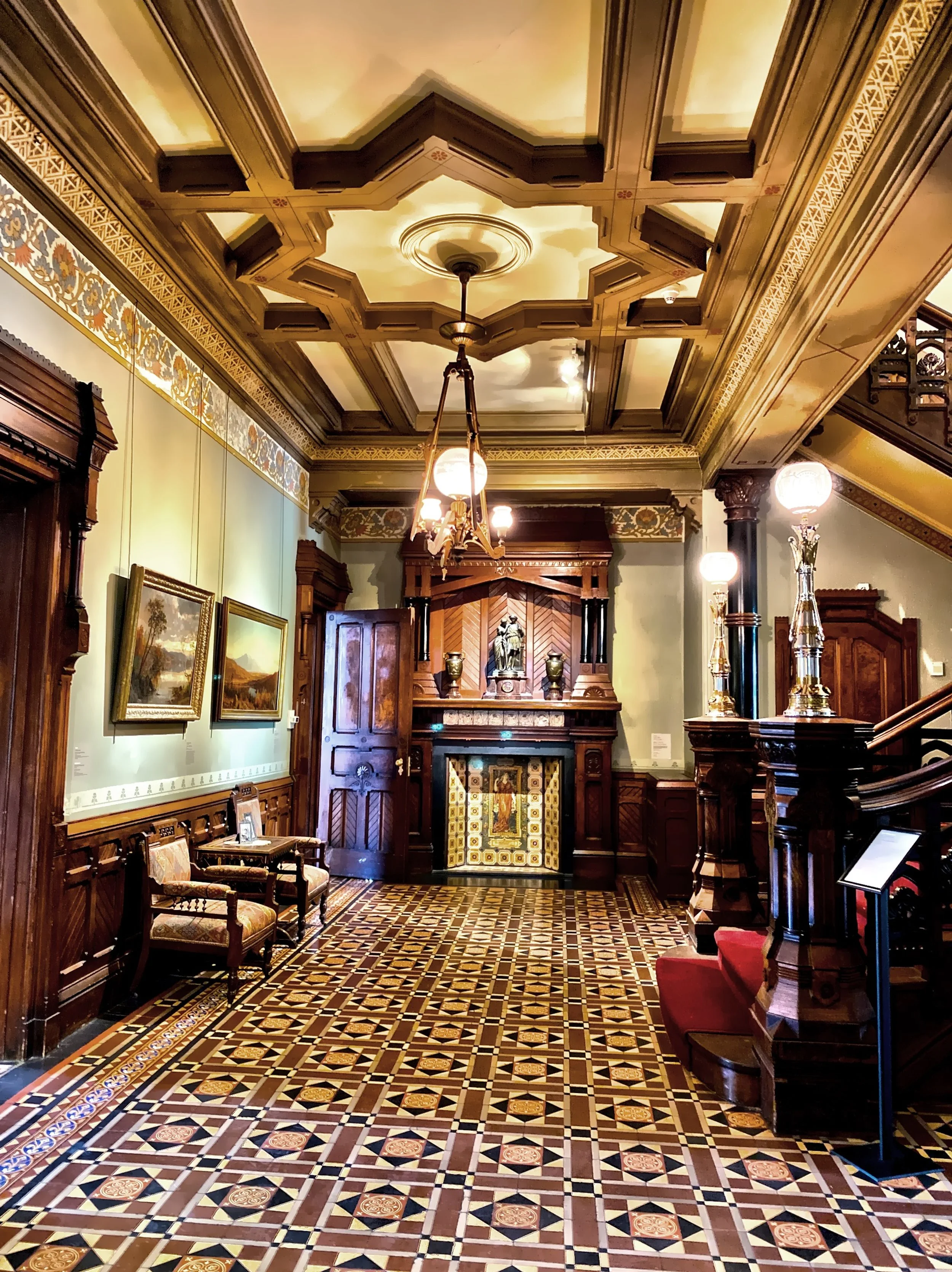  Much of the woodwork here in the Great Hall was the work of Daniel Pabst of Philadelphia. 