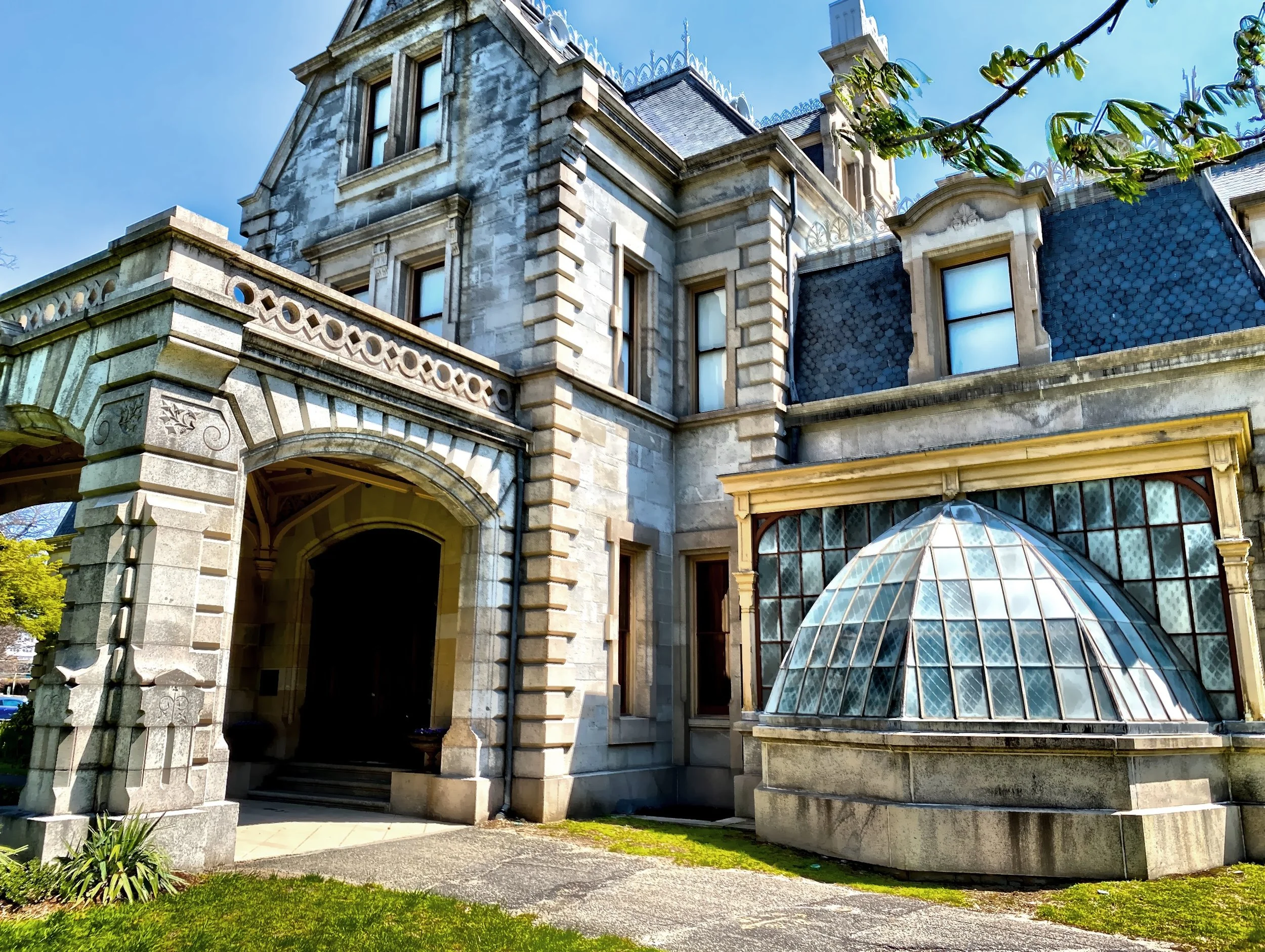  The porte-cochere and conservatory on the west side of the house 