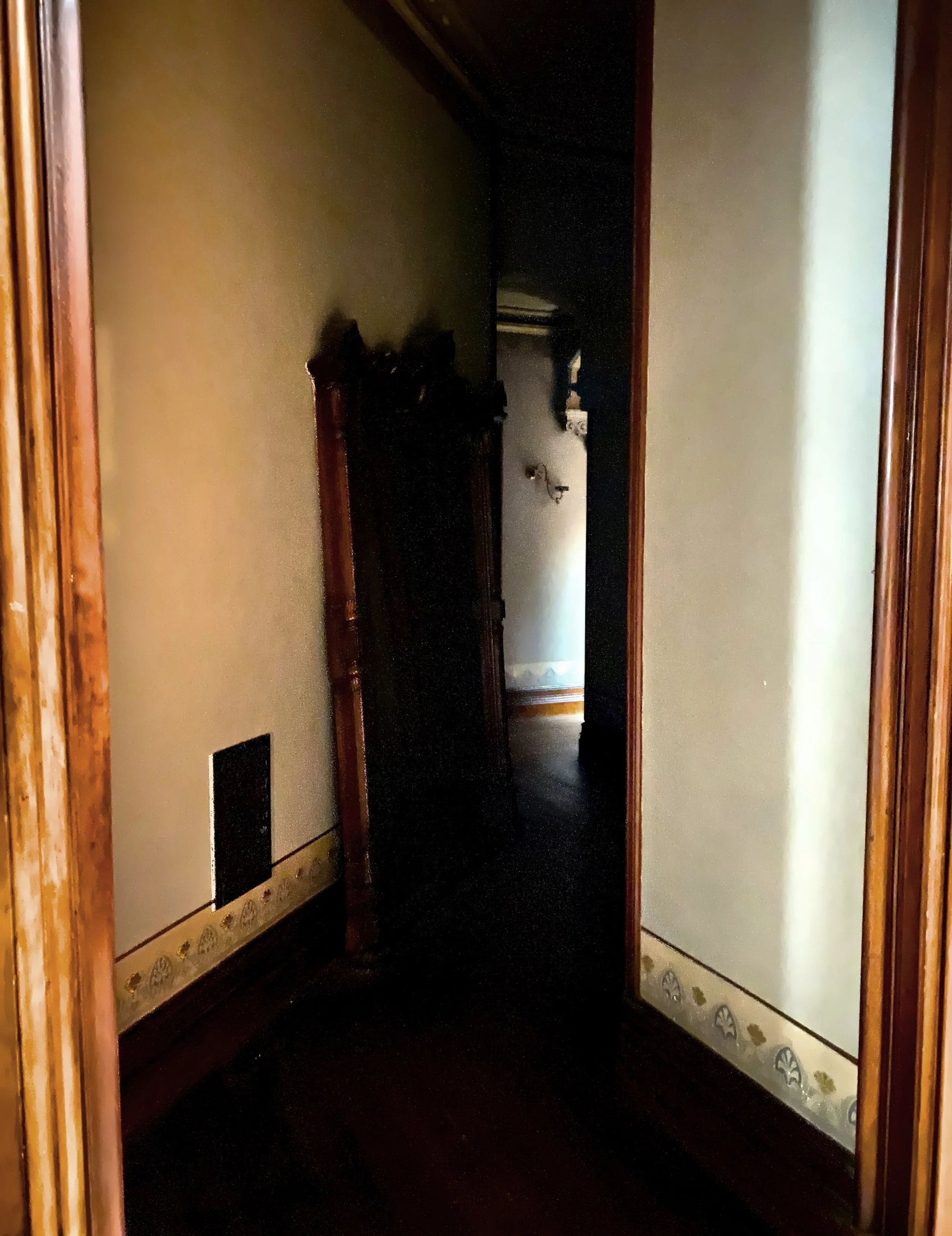  Narrow hallways like this one were created all over the house, so the servants could make their way around without being seen. 