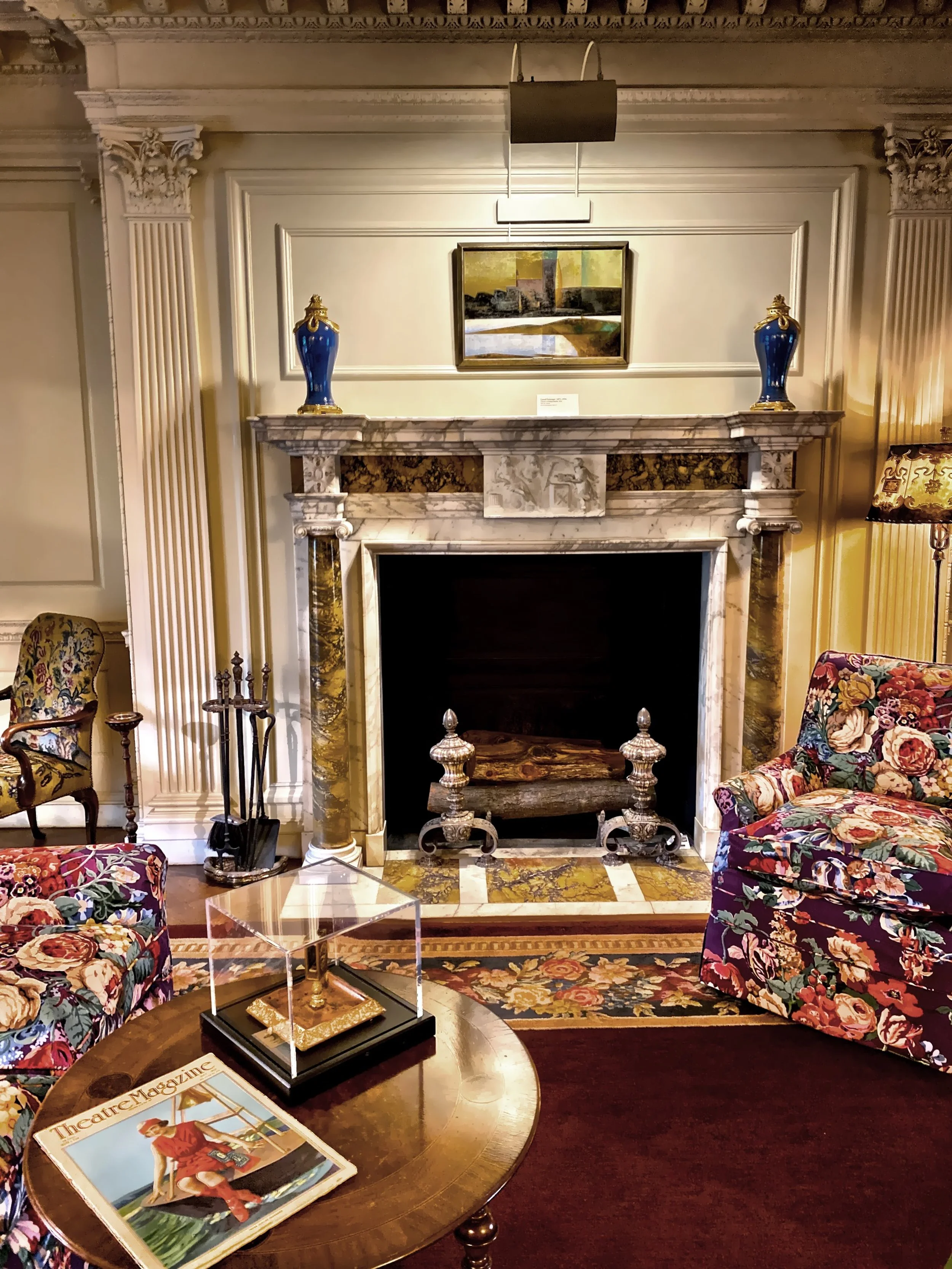  The library fireplace 