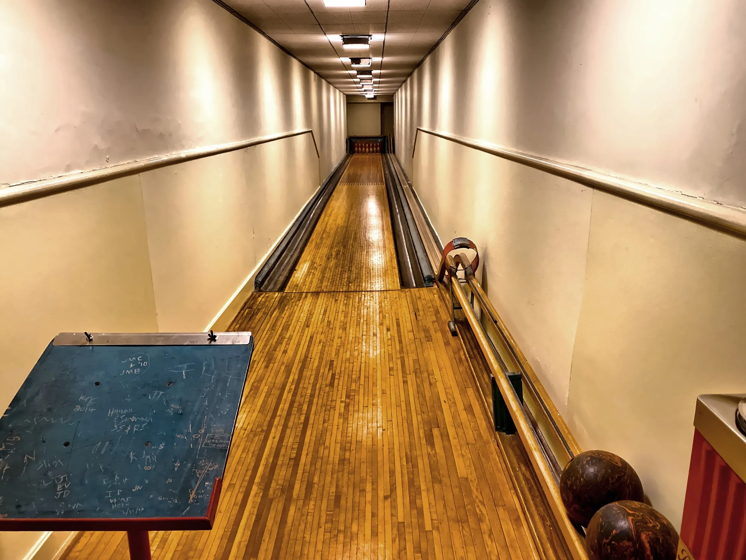  The bowling alley in the basement 