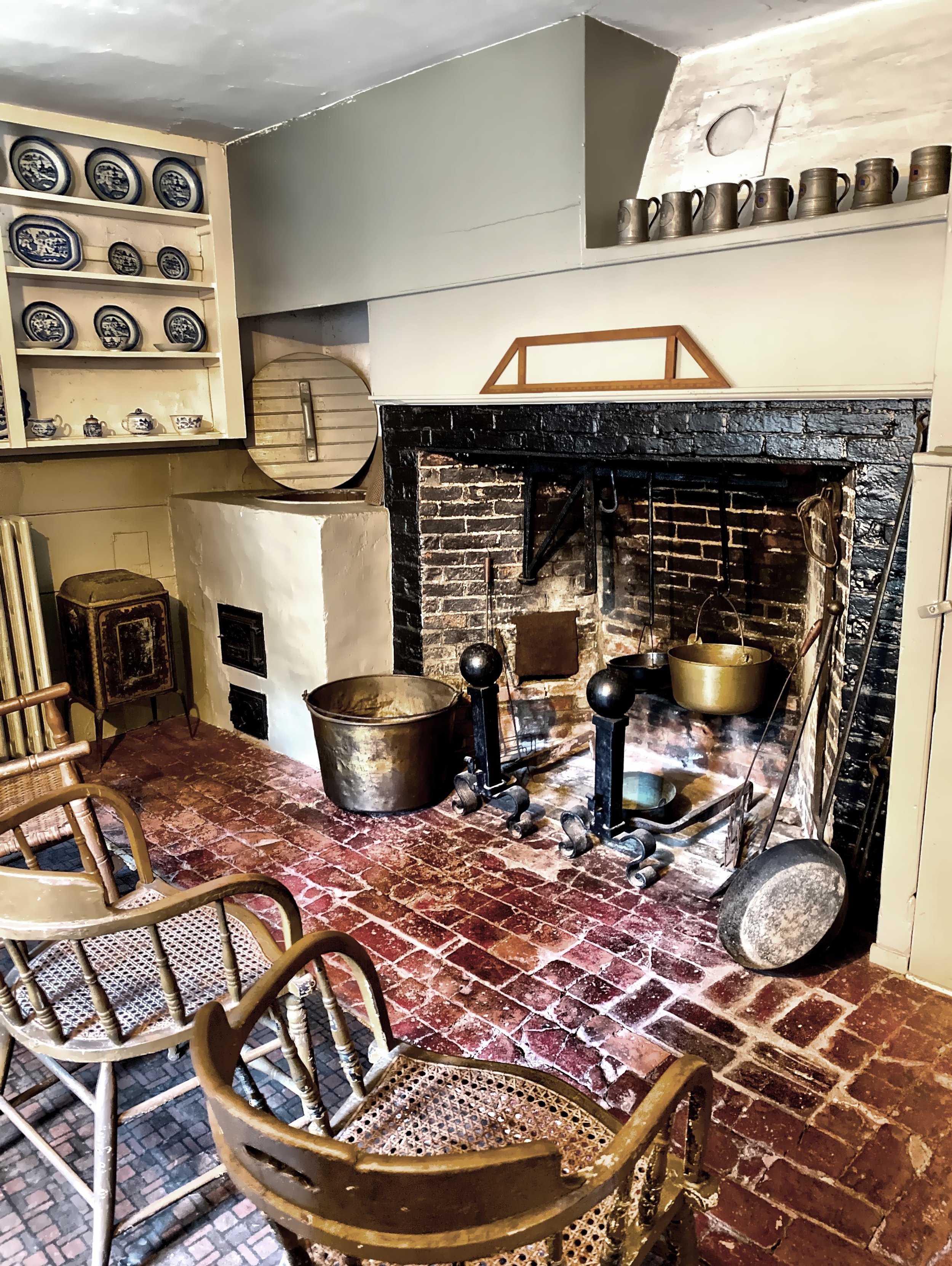  This room behind the kitchen shows the kettle system as well as the elaborate venting system that services a smoke room on the third floor.  Off of this room was the indoor well that would not freeze over. 