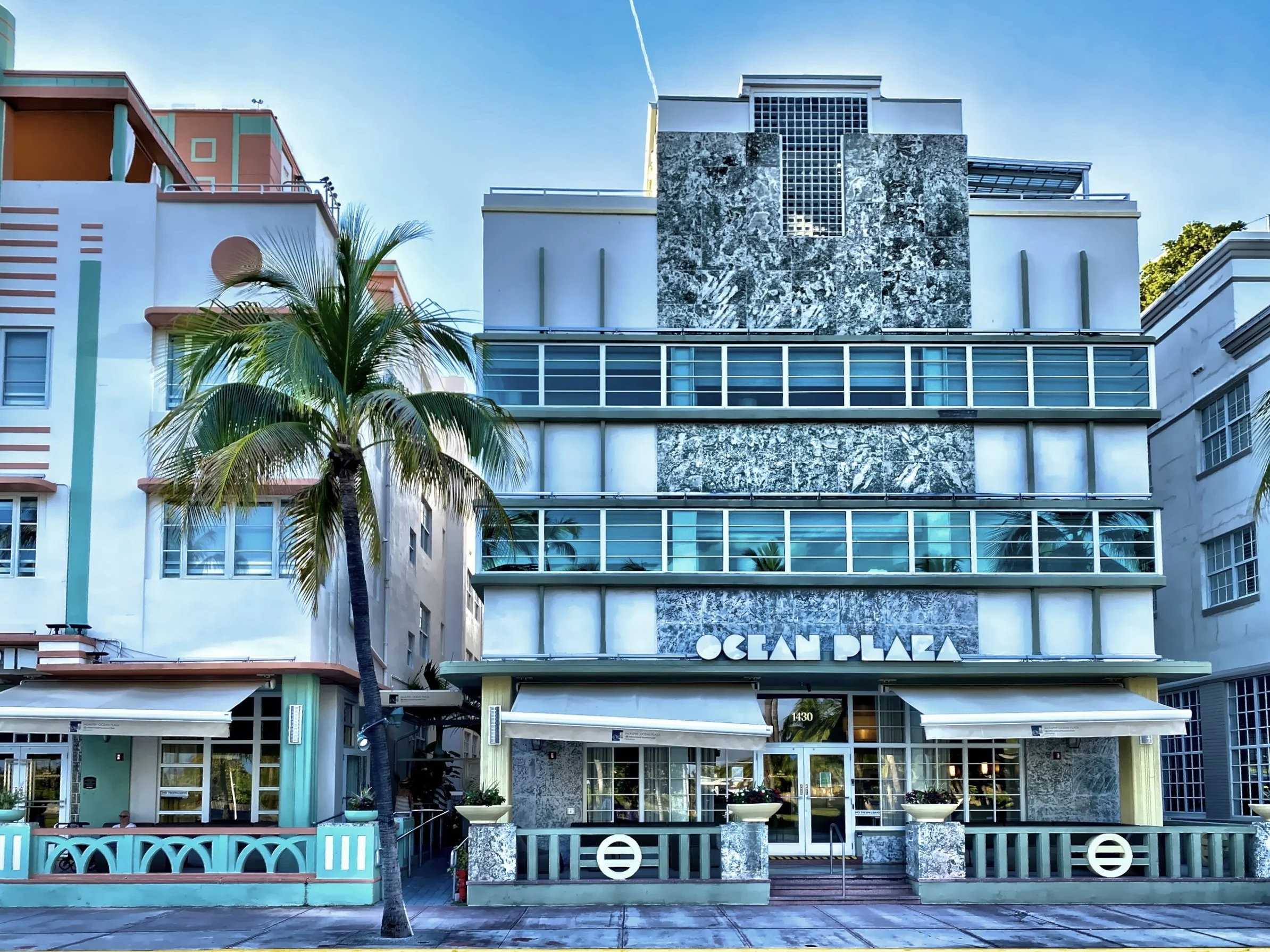  The art deco concrete block stucco Ocean Plaza Hotel at 1430 Ocean Drive was built in 1941 