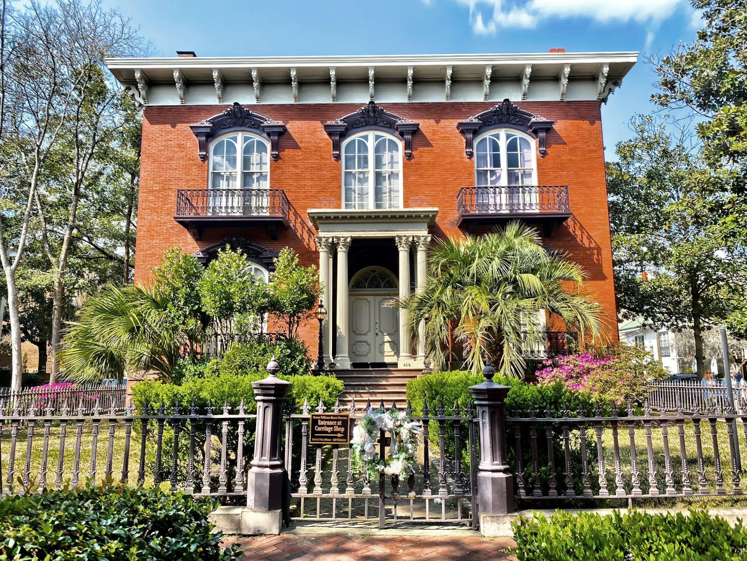  The Mercer-Williams House, completed in 1860. was the scene of the events played out in the movie “Midnight in the Garden of Good and Evil”.  The  home was previously owned by singer, songwriter and record label executive Johnny Mercer.  Today, it i