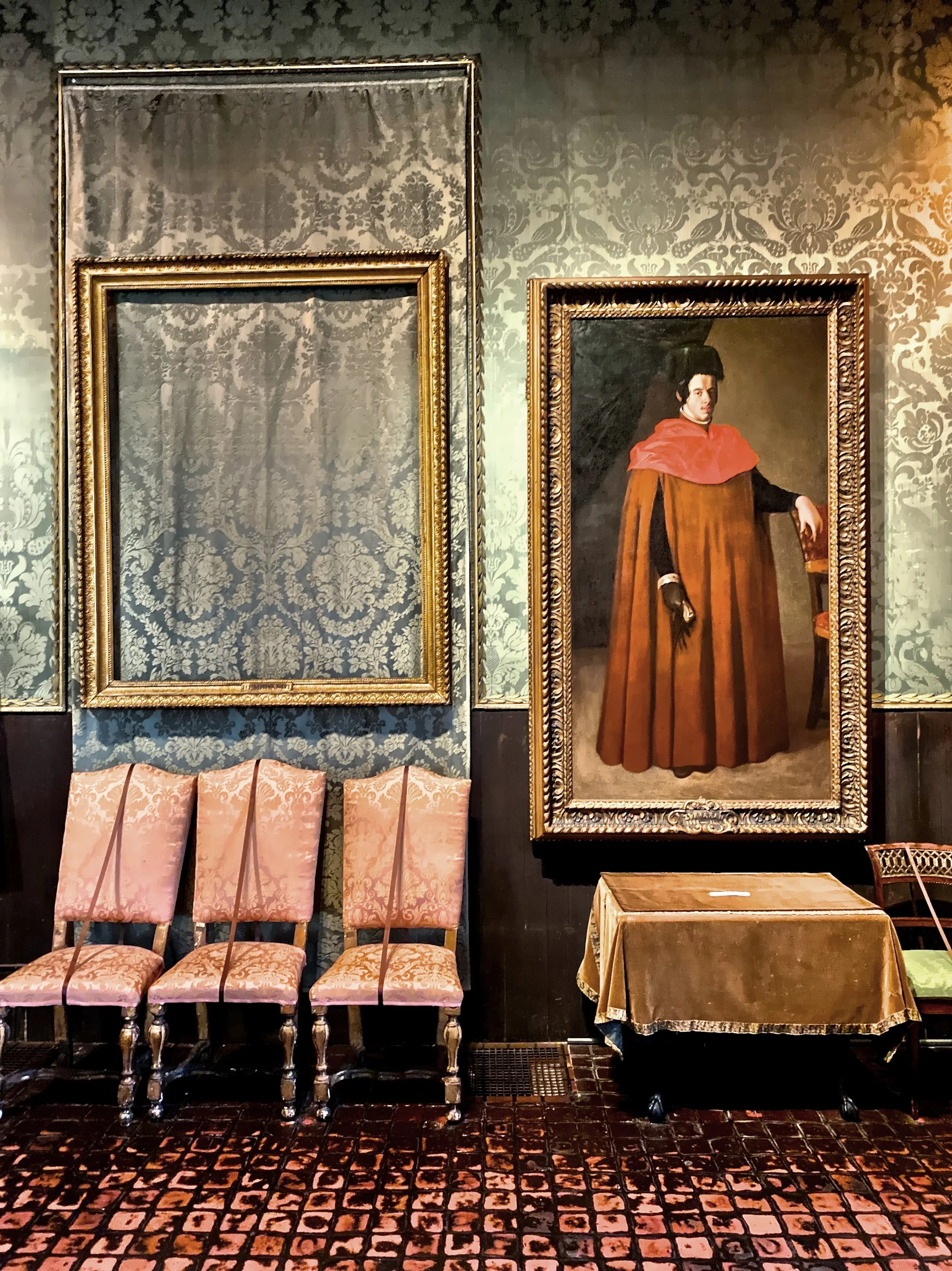  Another empty frame in the Dutch Room.  The thirteen works were valued at $500 million dollars and a $10 million reward for information leading to the art’s recovery is still in places. 