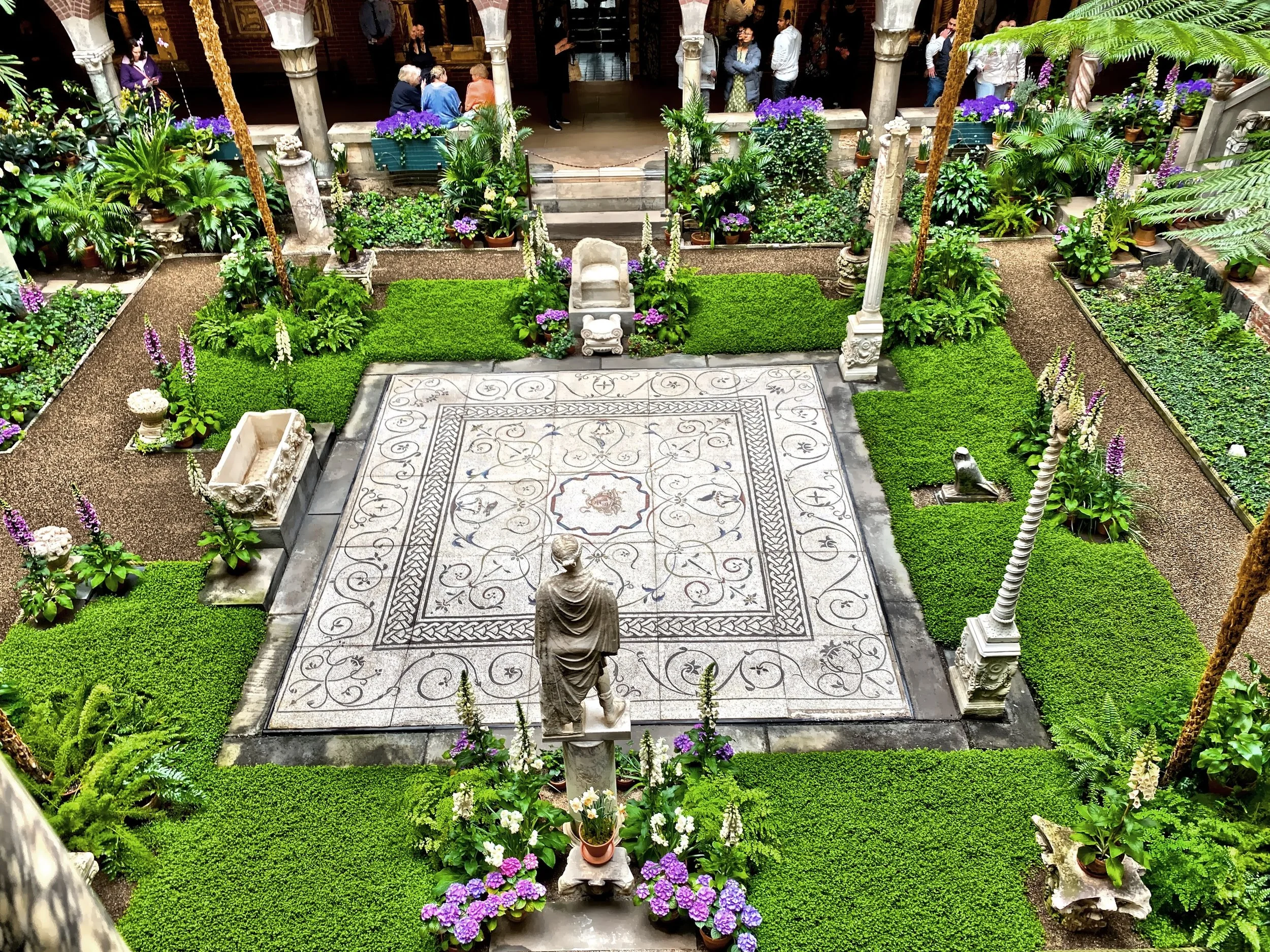 The mosaic tile floor in the courtyard is said to be from 117-138 AD, an it was purchased back in 1897. 